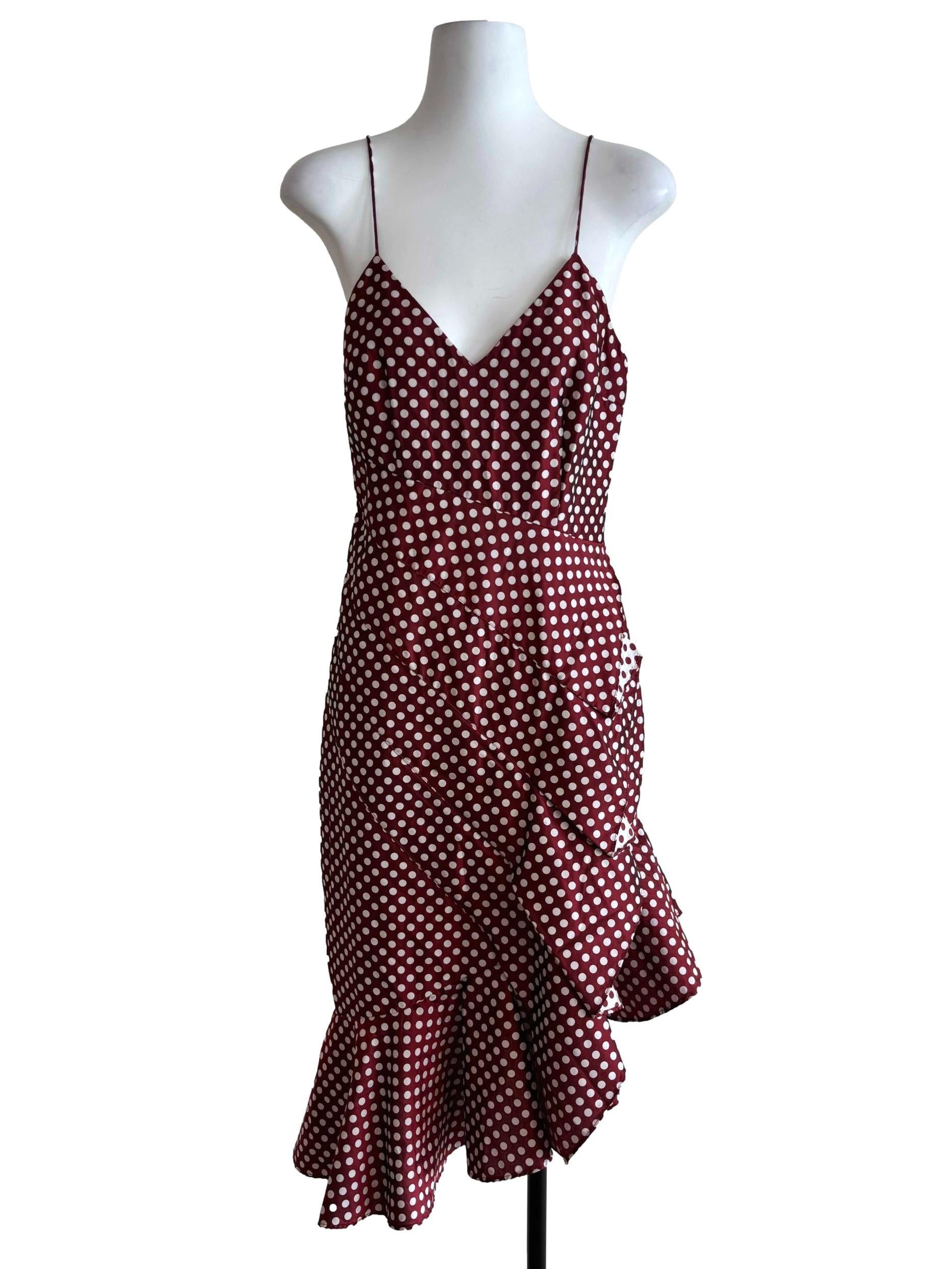 Mahogany Red Polka Dot Pencil Dress