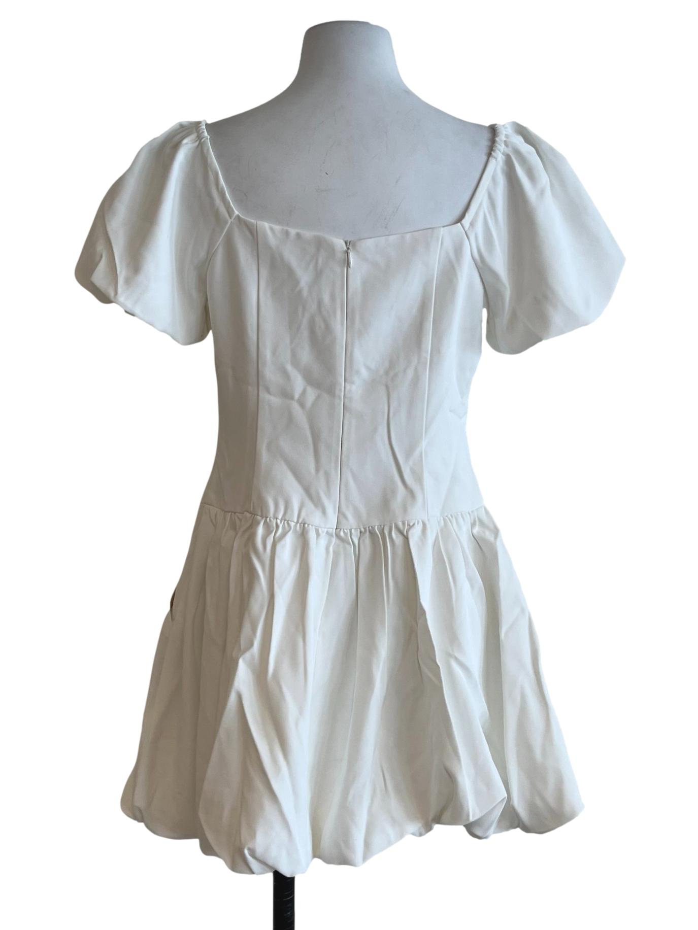 White Square Neckline Empire Dress