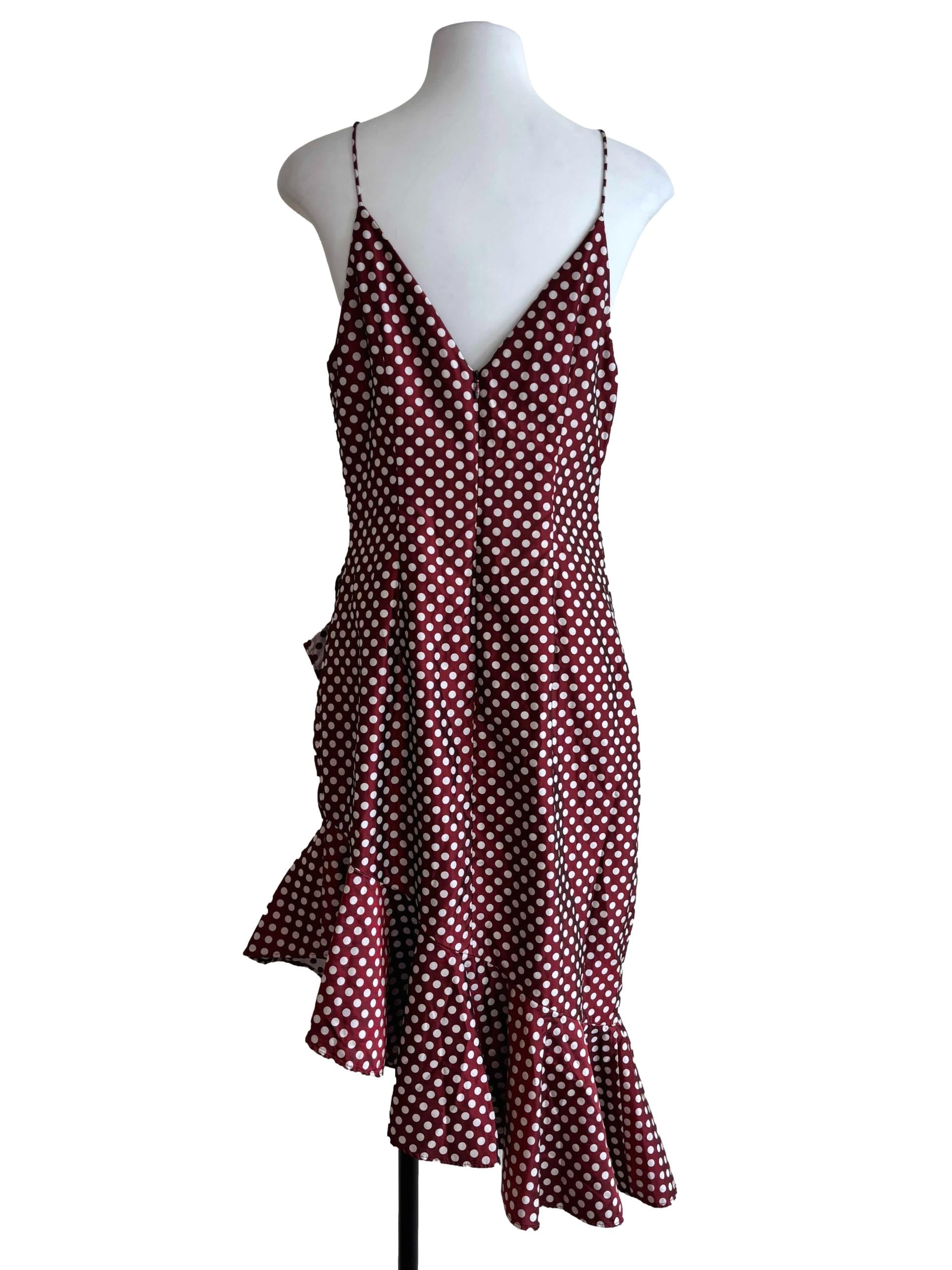 Mahogany Red Polka Dot Pencil Dress