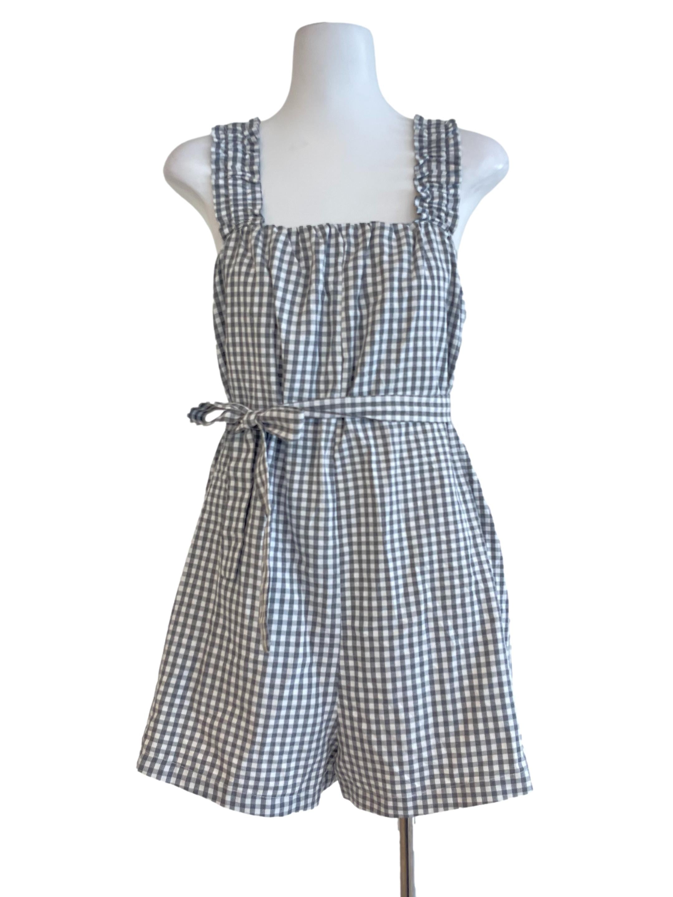 Black Grey Gingham Pattern Rompers