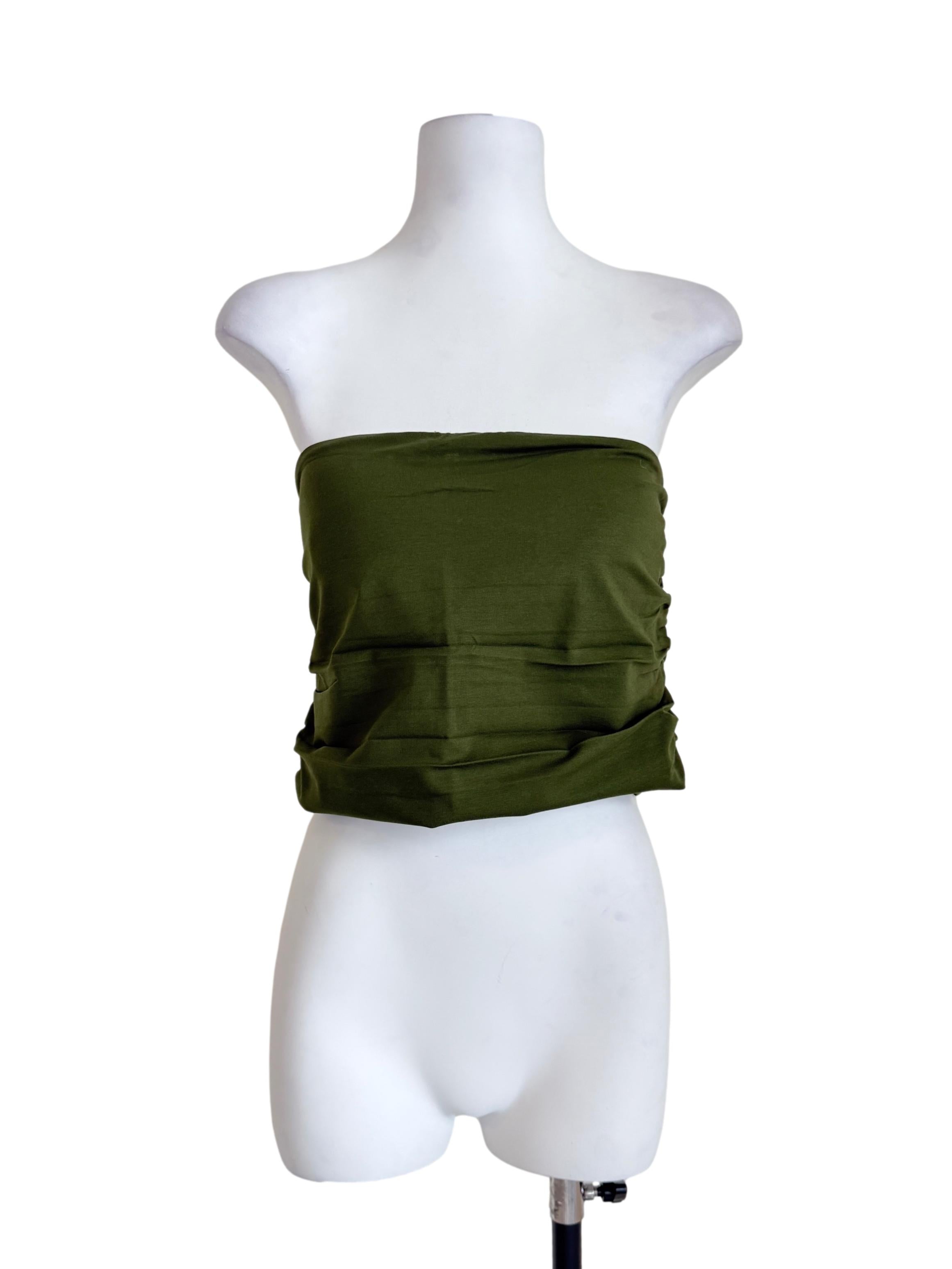 Green Ines Ruched Tube Padded Top TTR