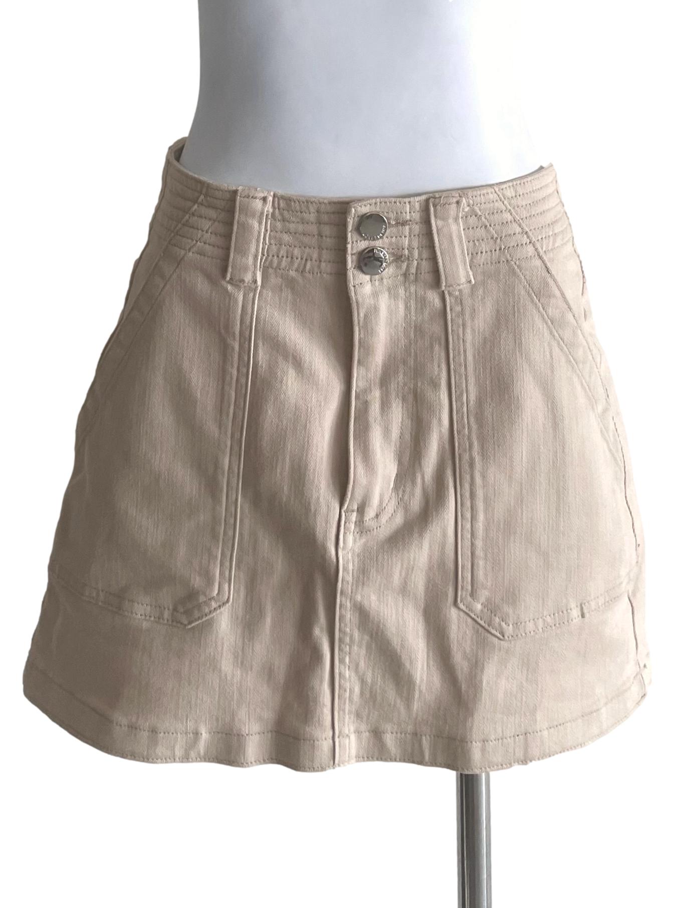 Ivory High Waist Denim Skirt