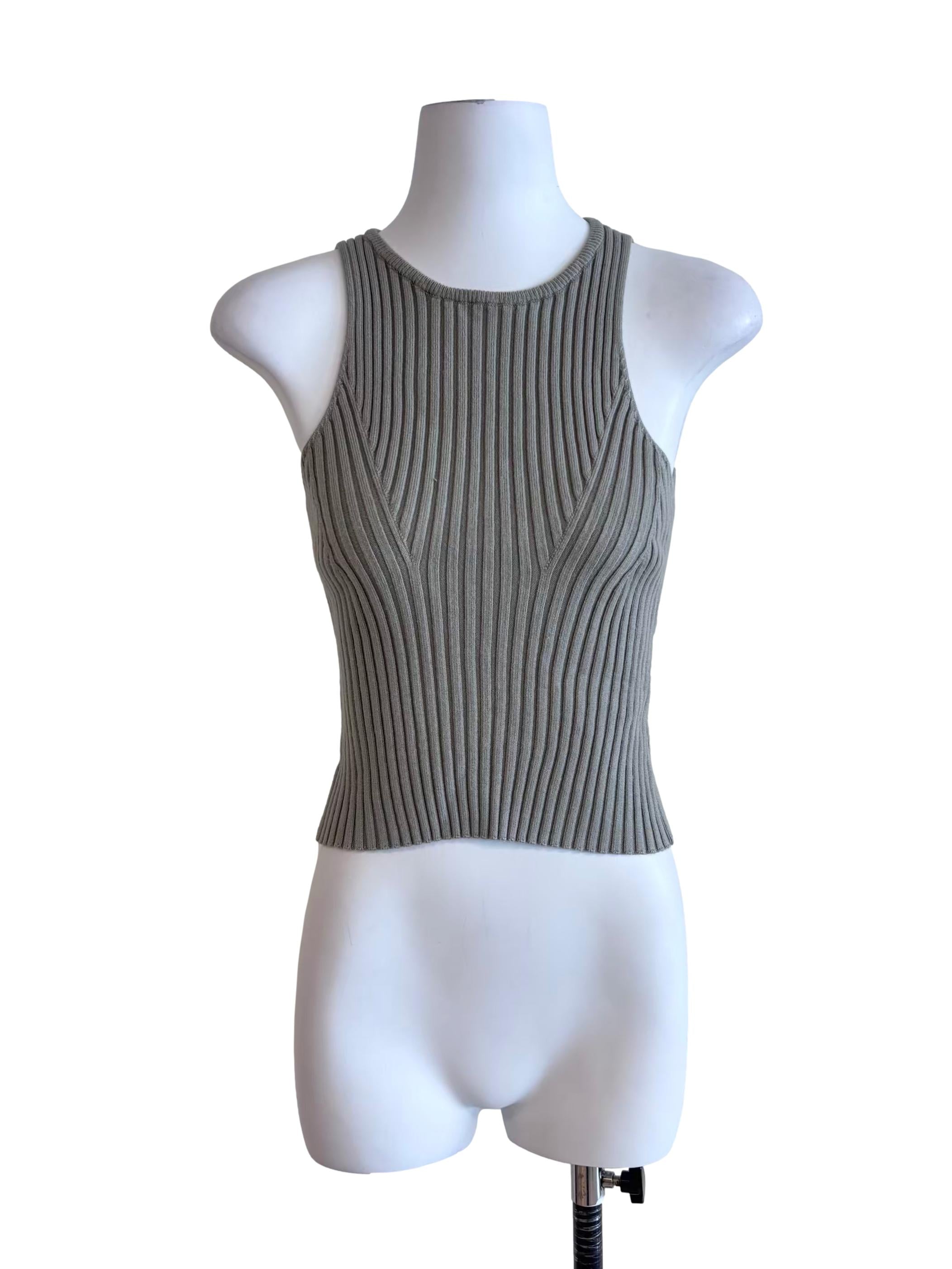 Sage Green Fitted Knit Tank Top