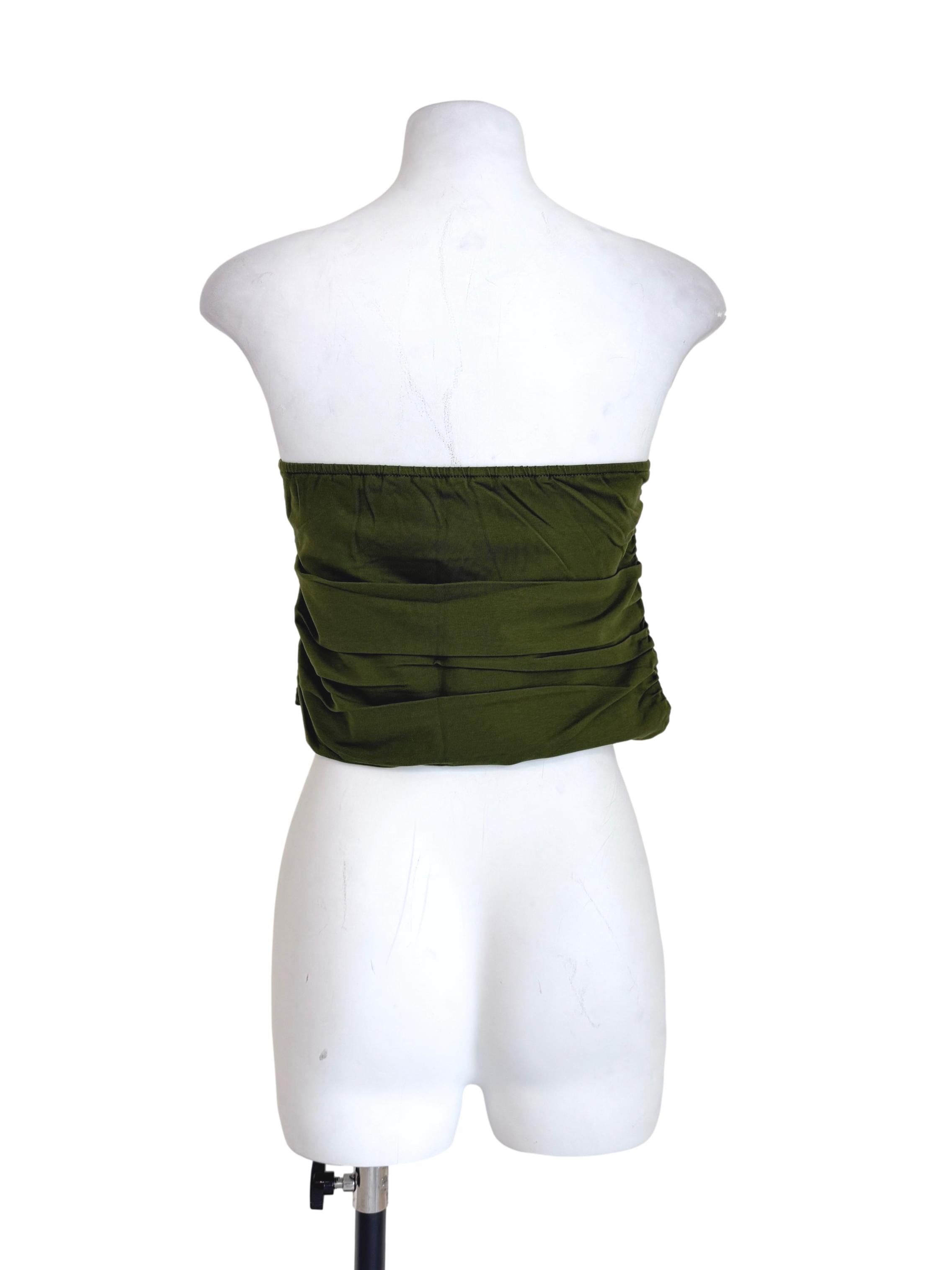 Green Ines Ruched Tube Padded Top TTR