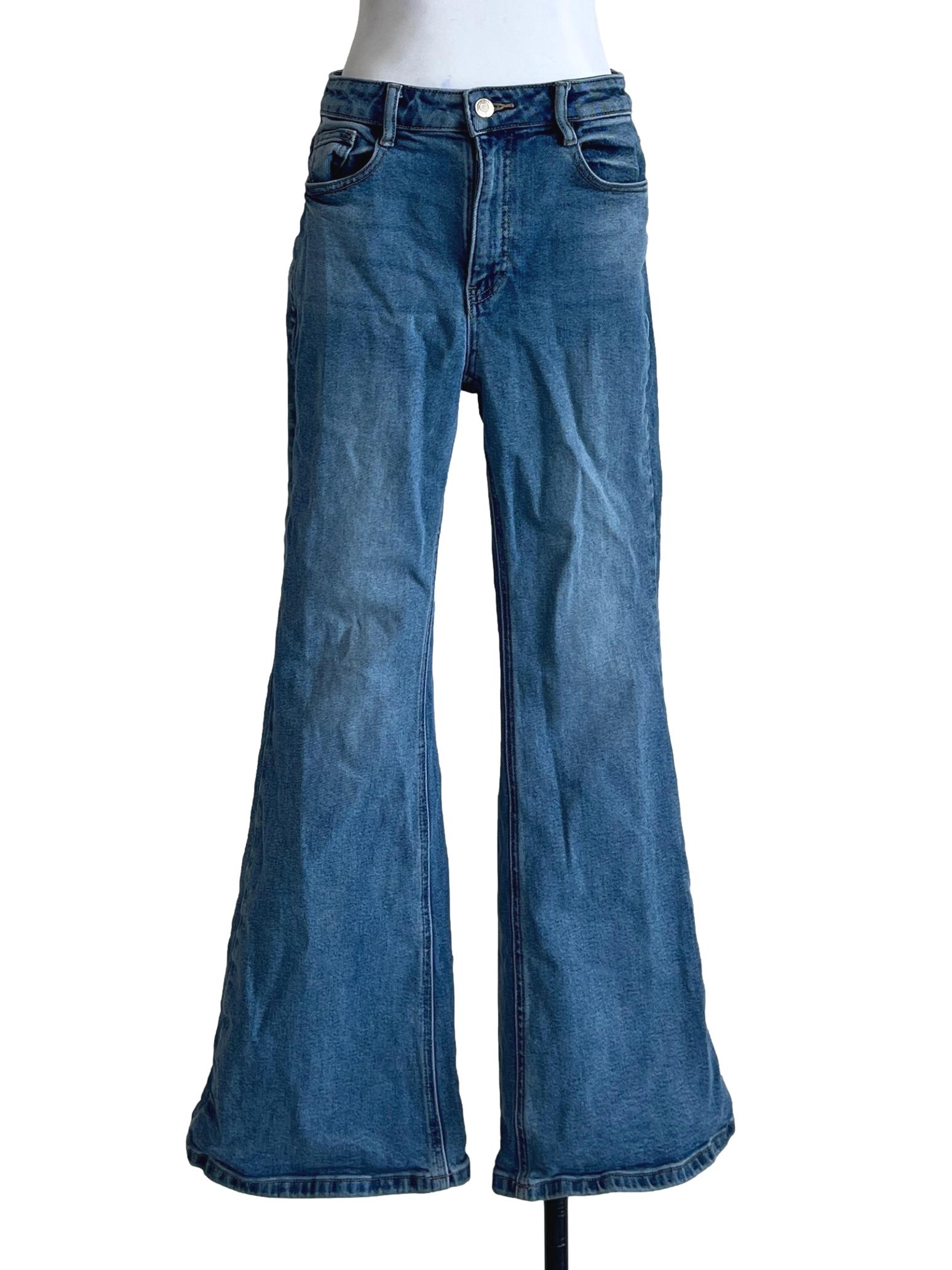 Denim Blue Wash Flare Jeans LB