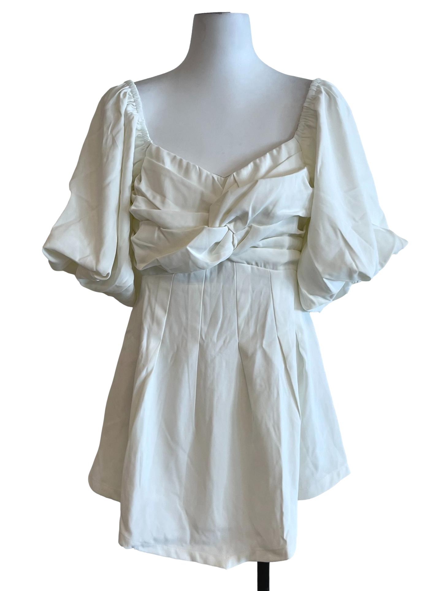 White Sweetheart Neckline Empire Dress