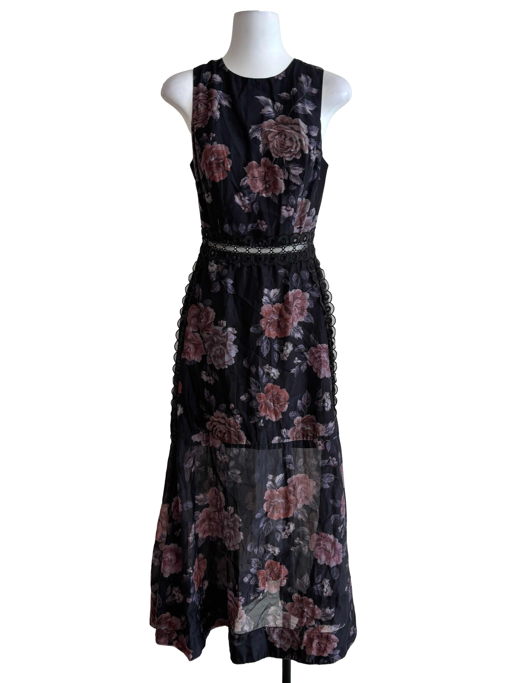 Onyx Black Floral Flare Dress