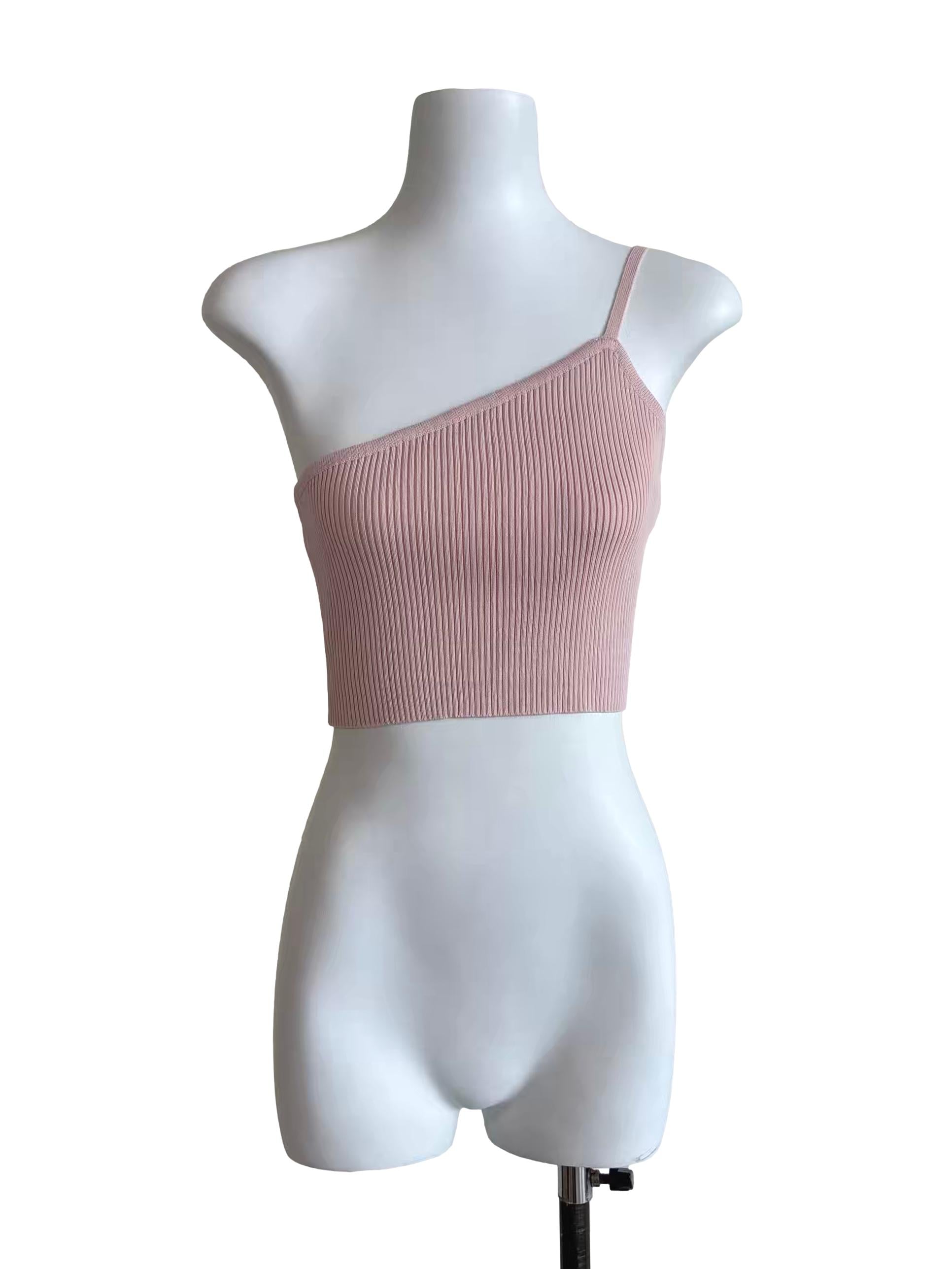 Baby Pink One Shoulder Knit Top