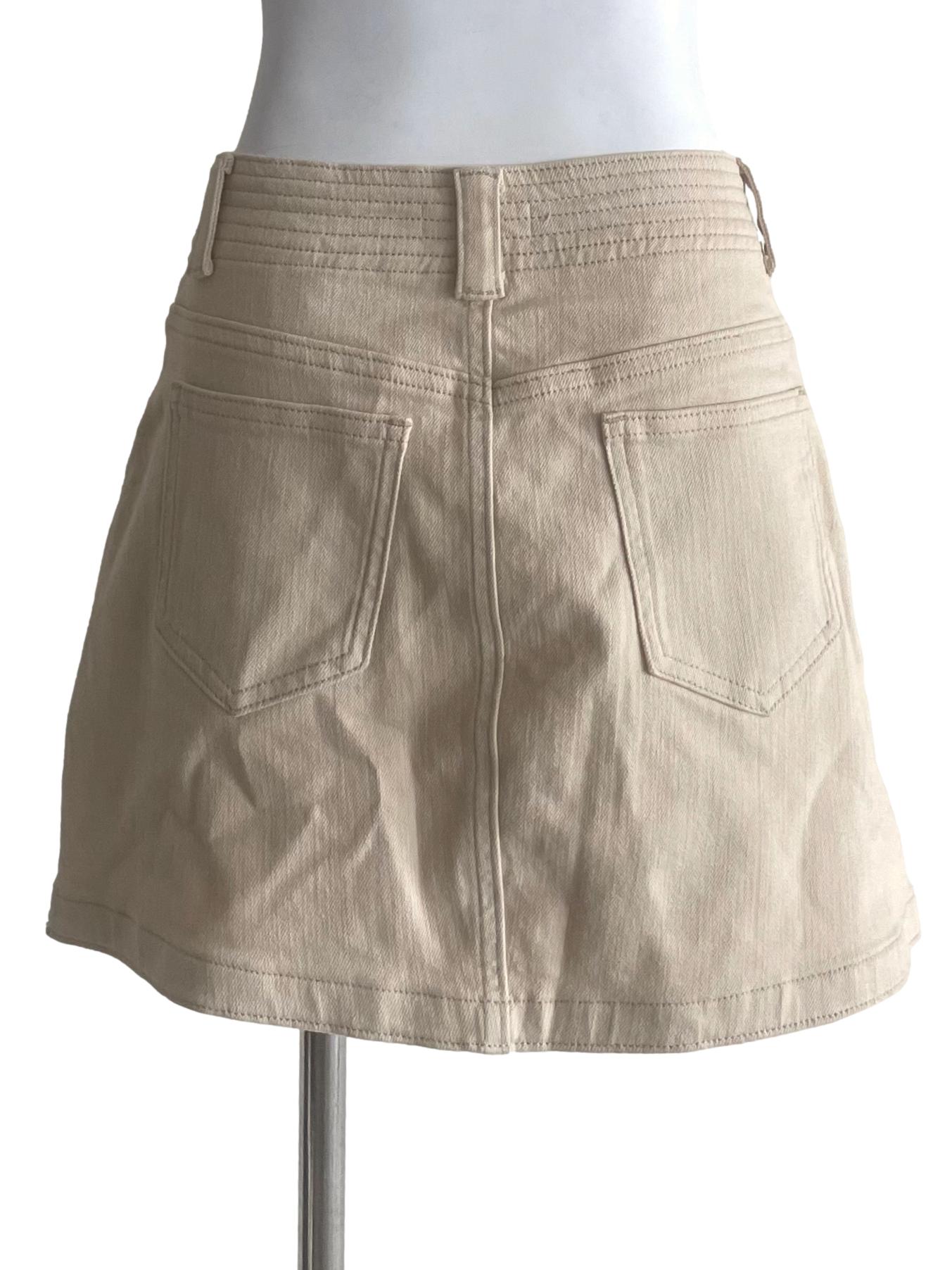 Ivory High Waist Denim Skirt