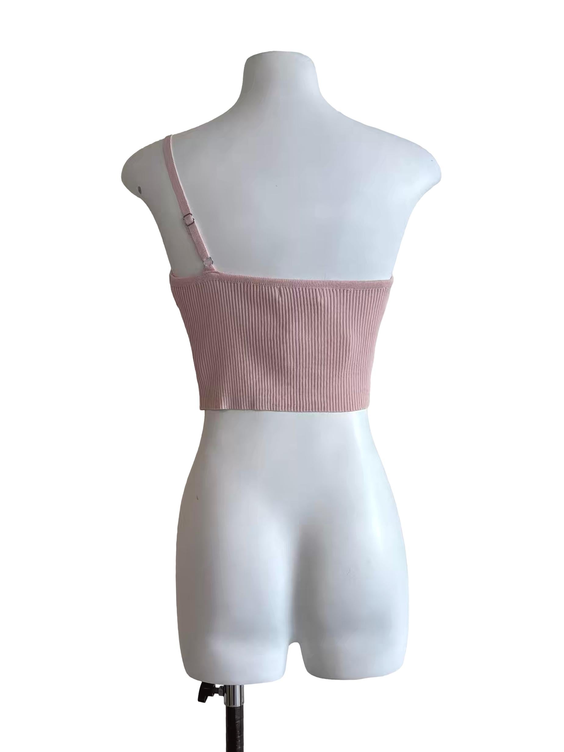 Baby Pink One Shoulder Knit Top