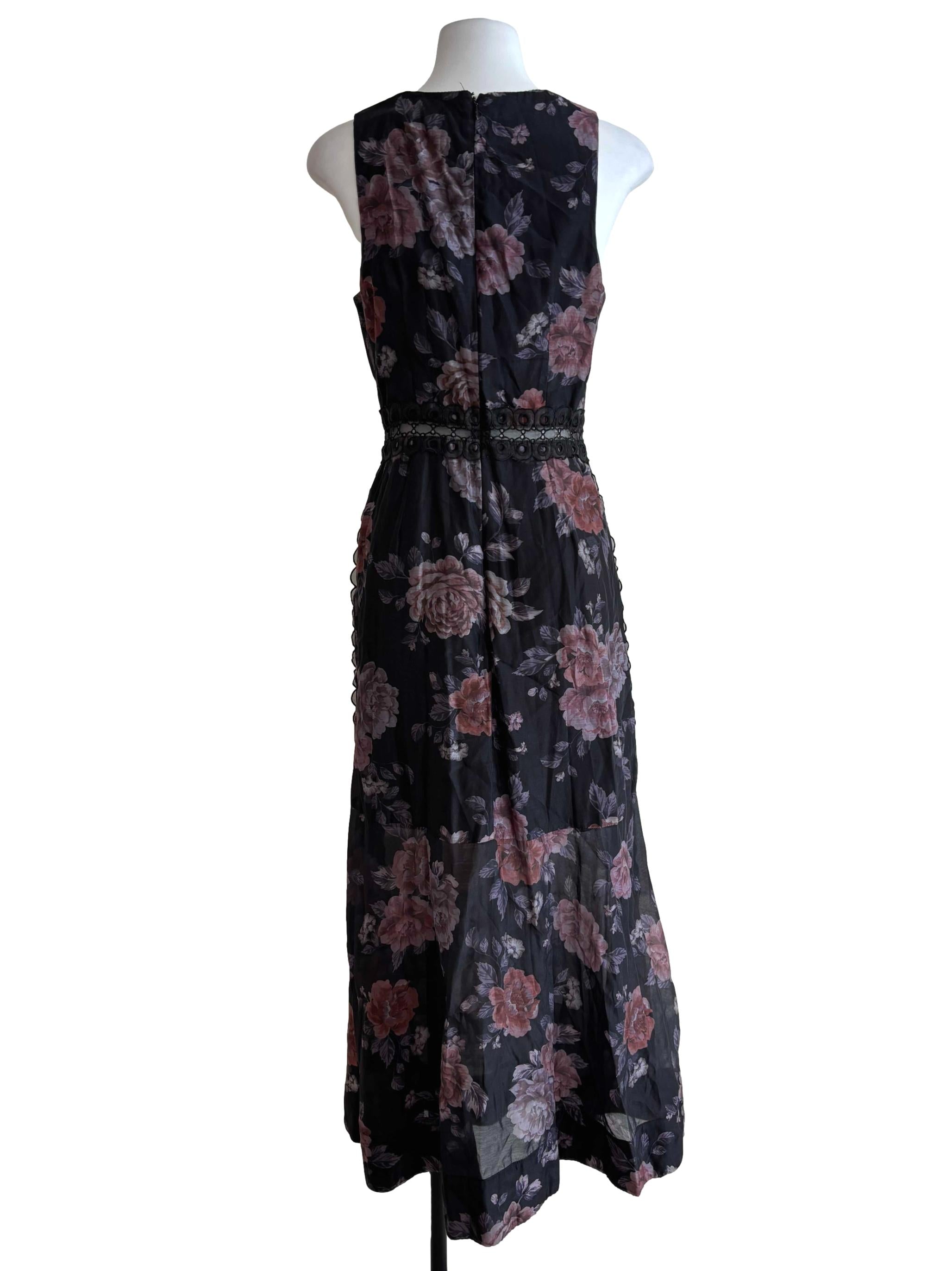 Onyx Black Floral Flare Dress