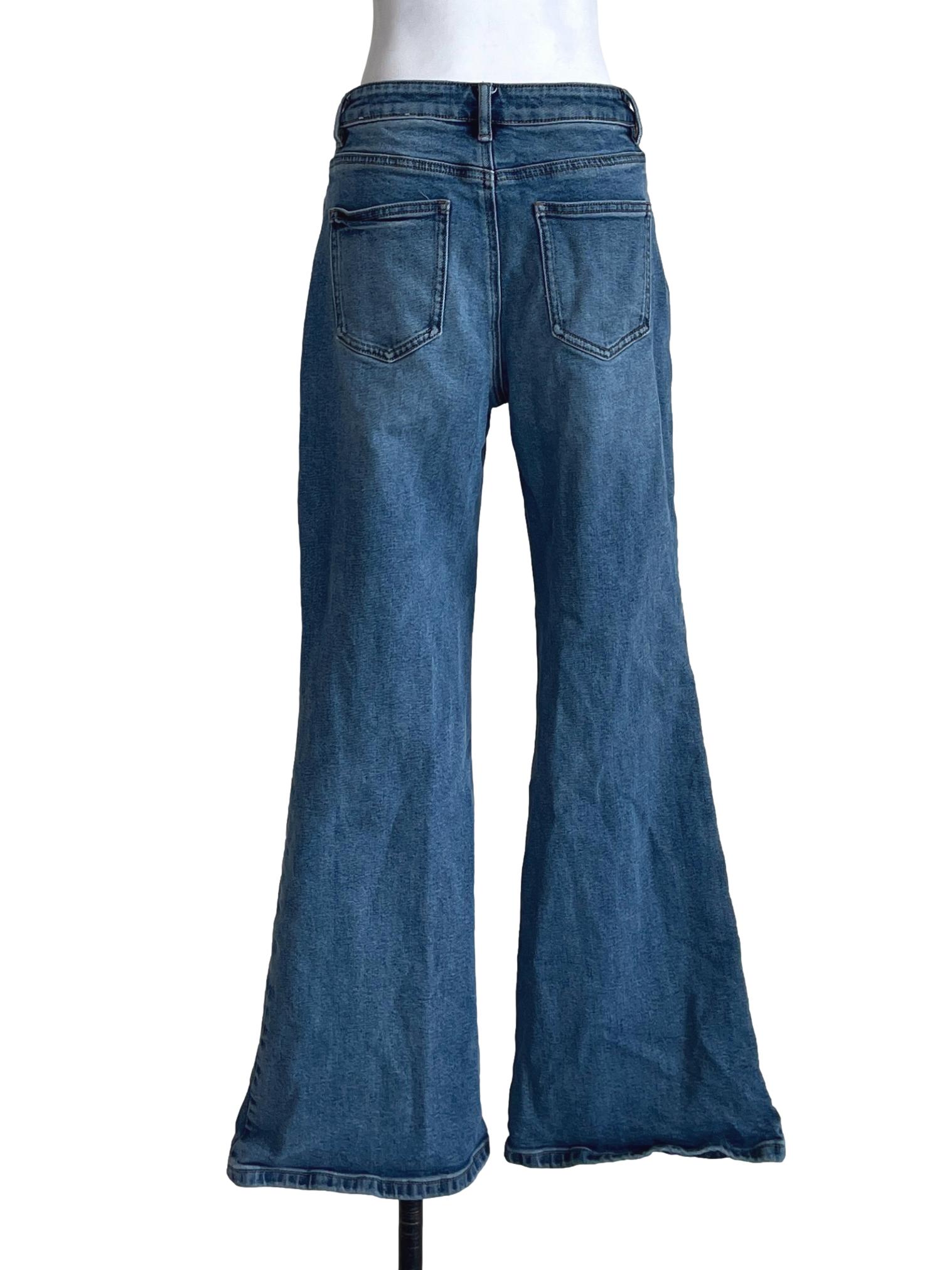Denim Blue Wash Flare Jeans LB