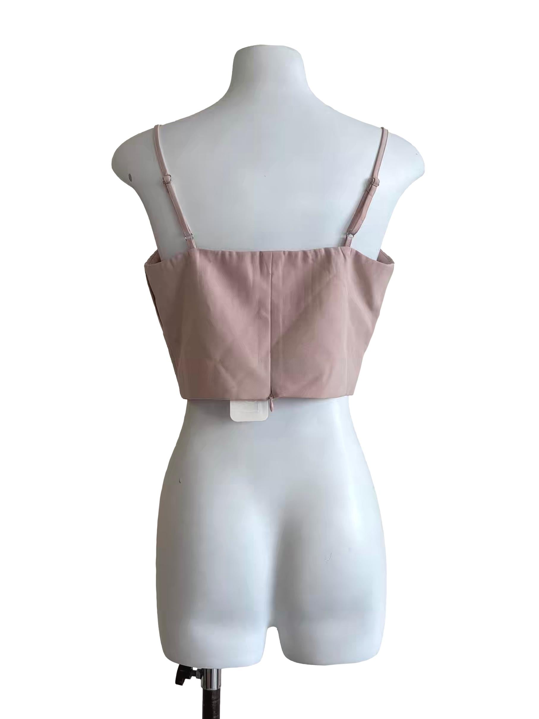 Nude Pink Pleated Sweetheart Top