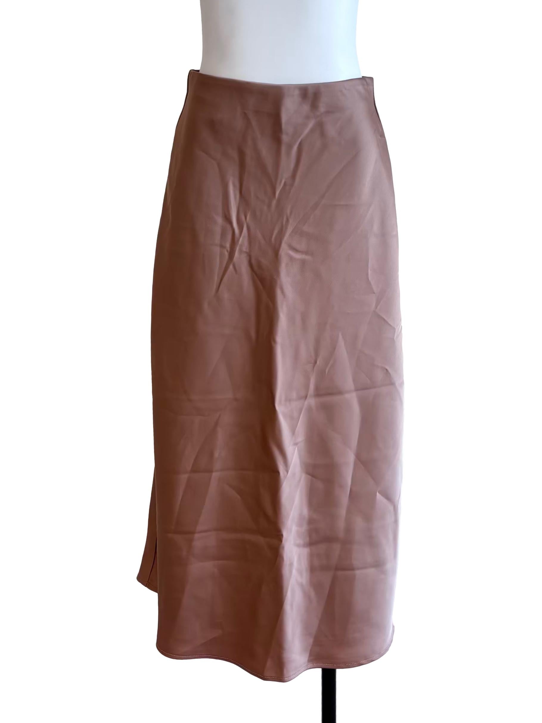 Bronze Brown Satin Skirt