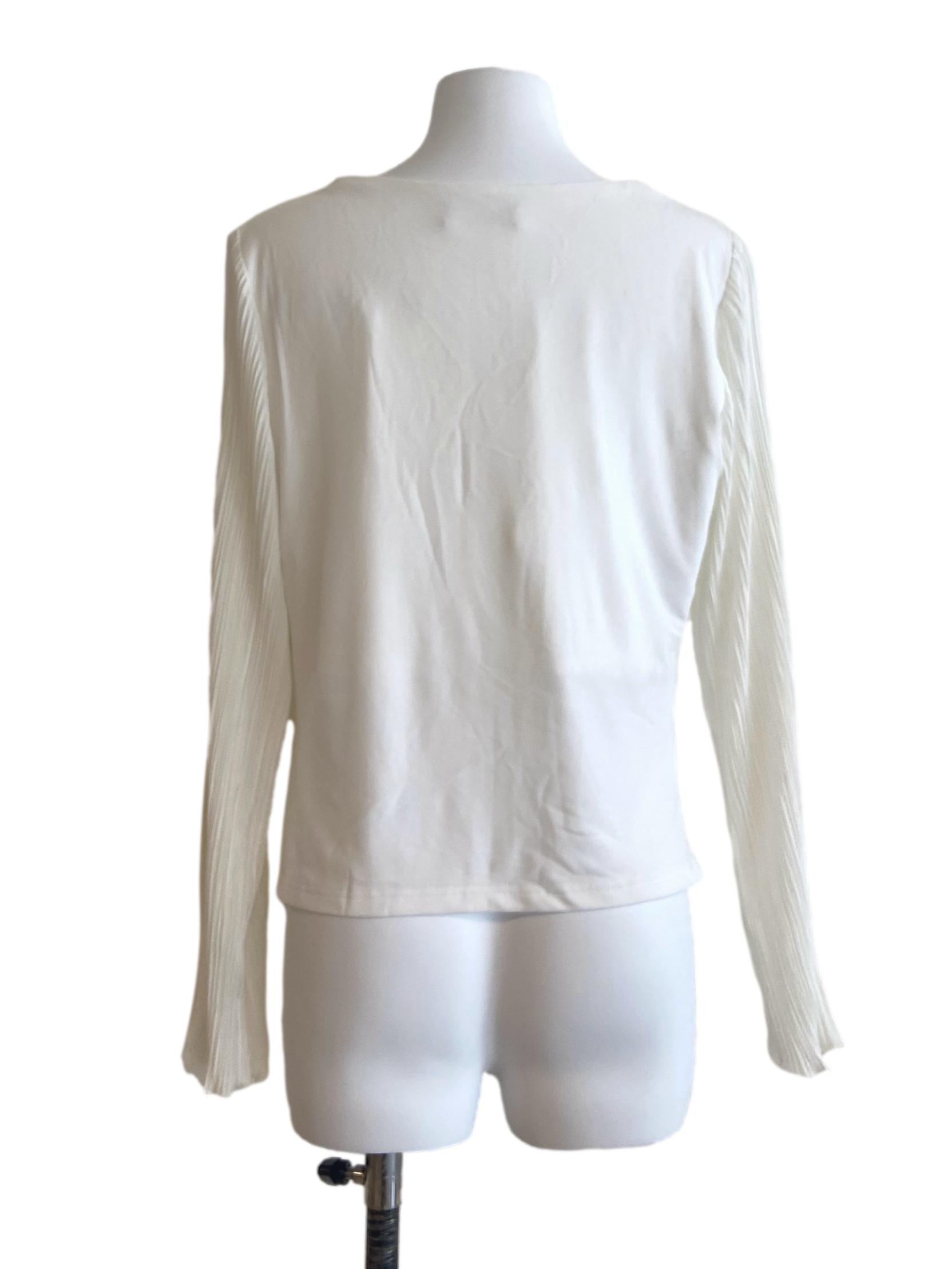 White Pleated Sleeve Blouse