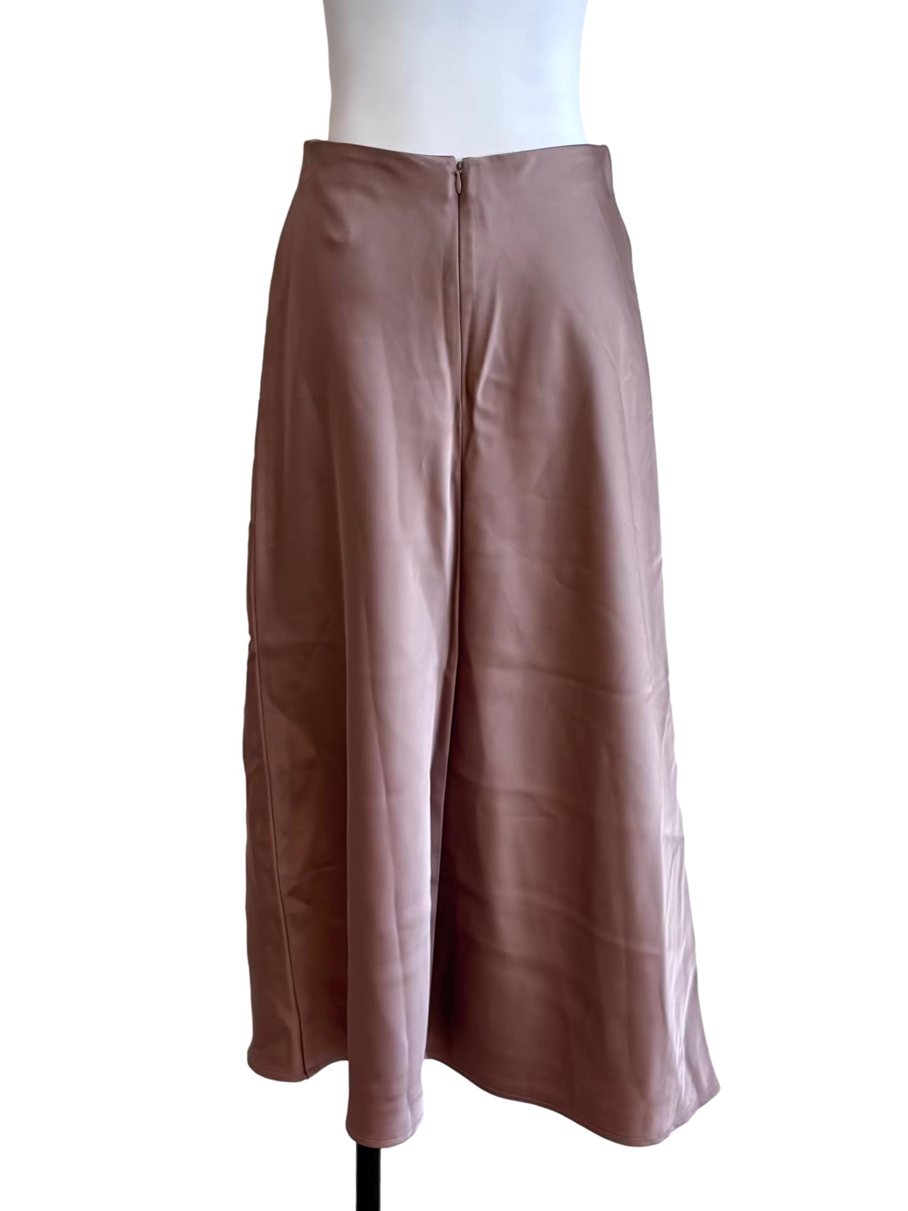 Bronze Brown Satin Skirt