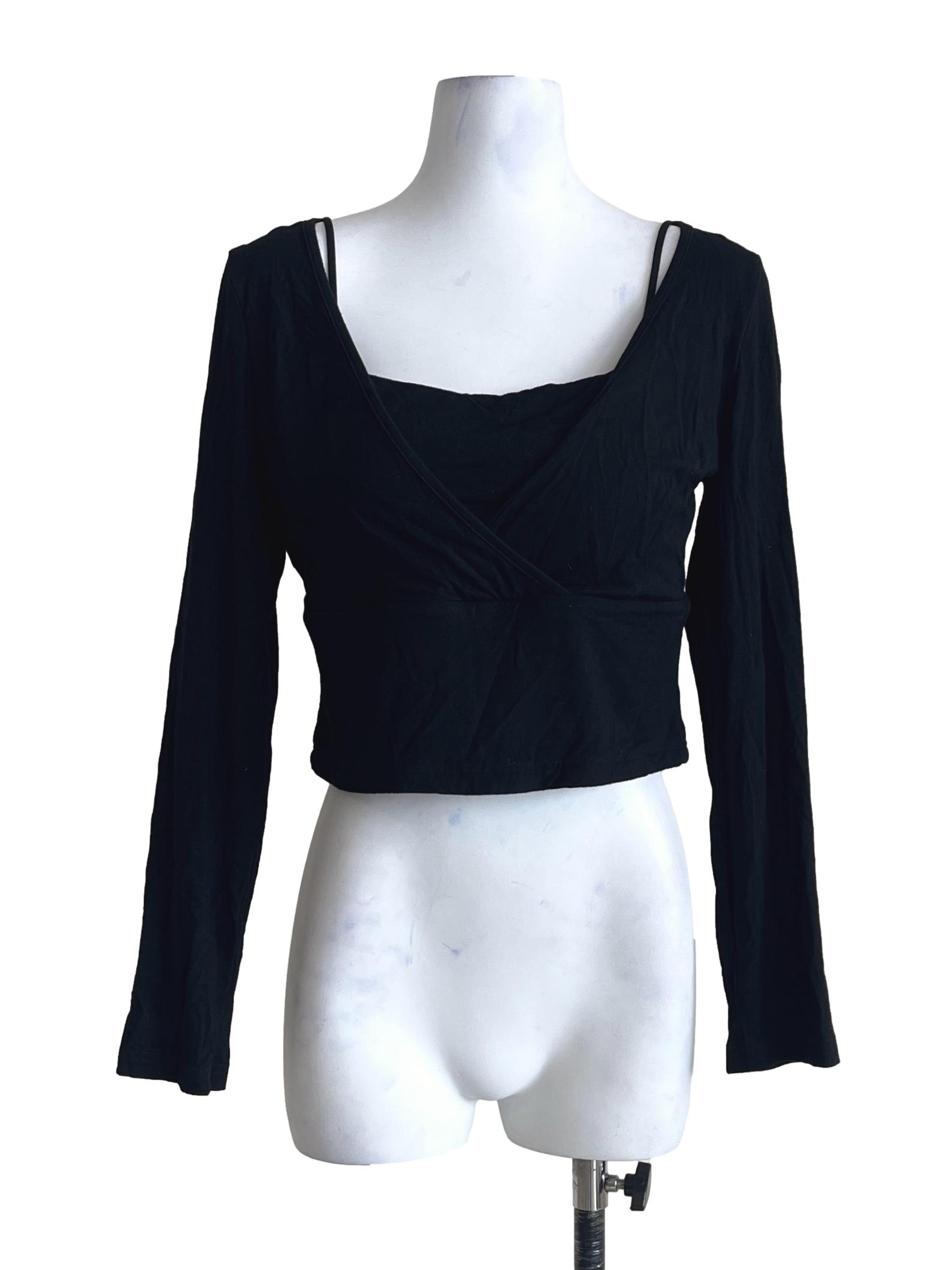 Pitch Black Scoop Long Sleeve Top