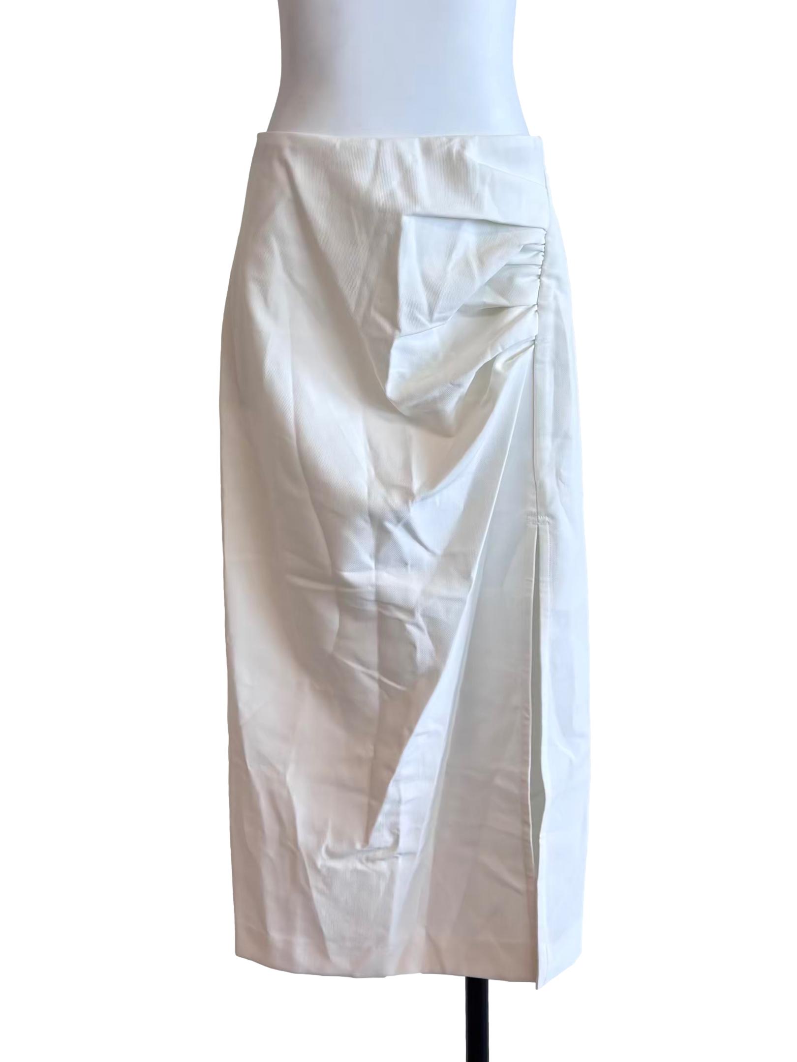 Off White Drape Slit Unlined Skirt