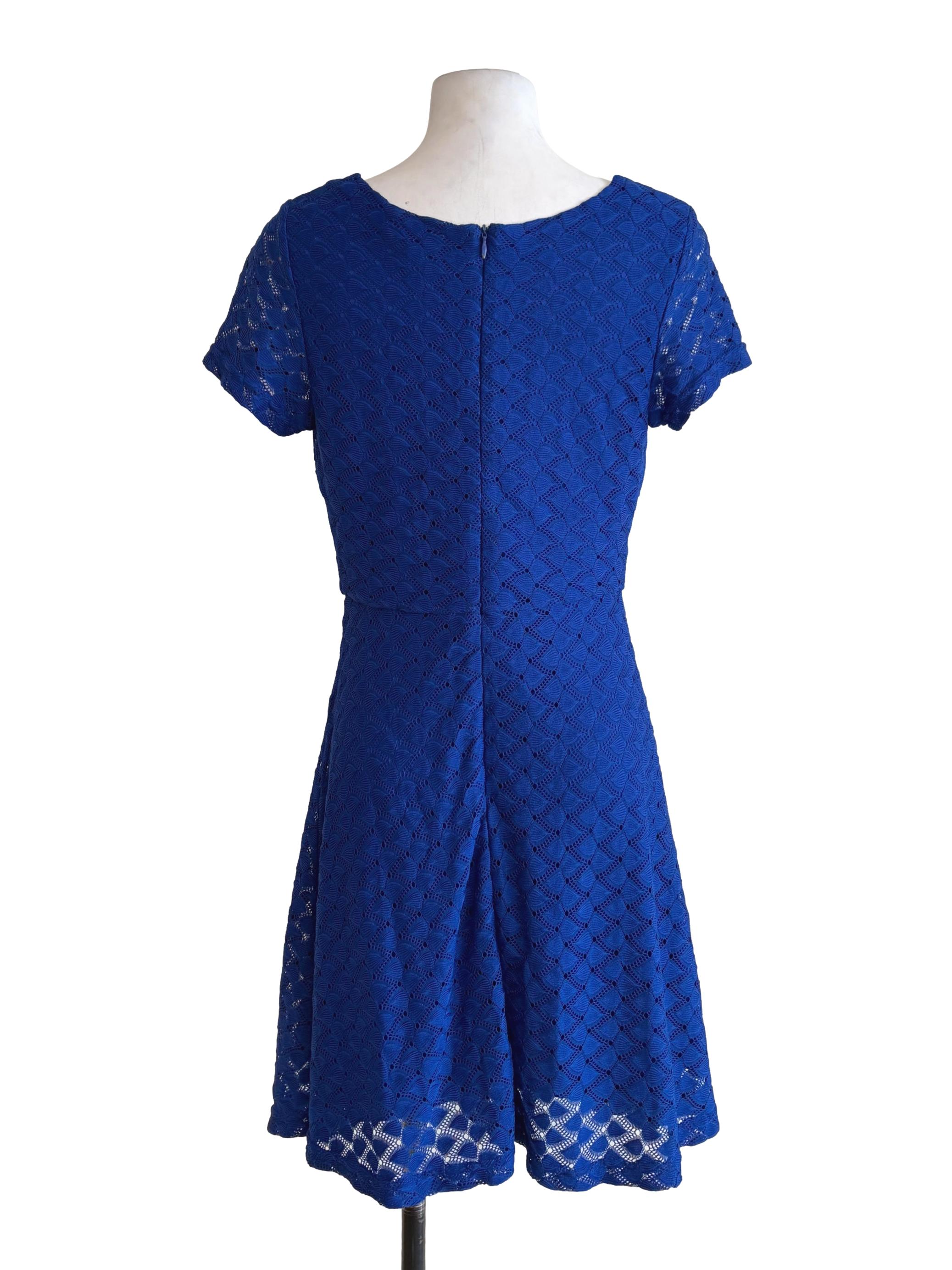 Admiral Blue Eyelet Details Shirt Dress