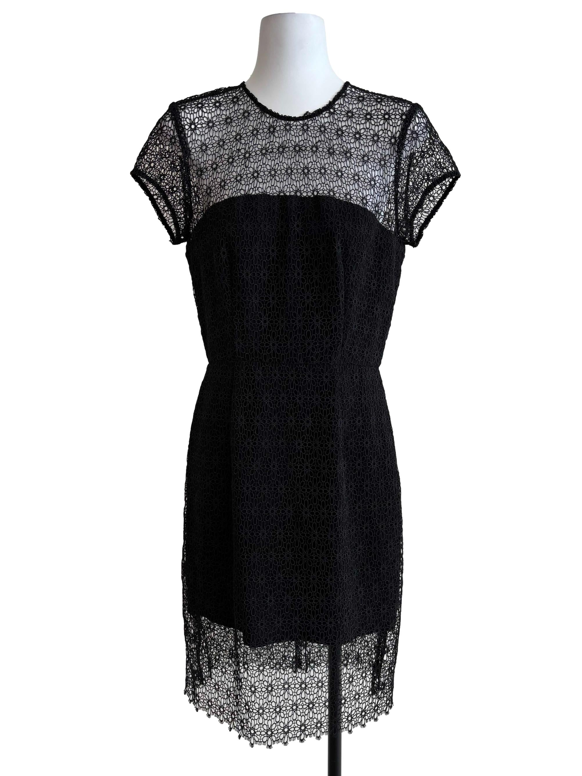 Ink Black Sheer Lace Sheath Dress