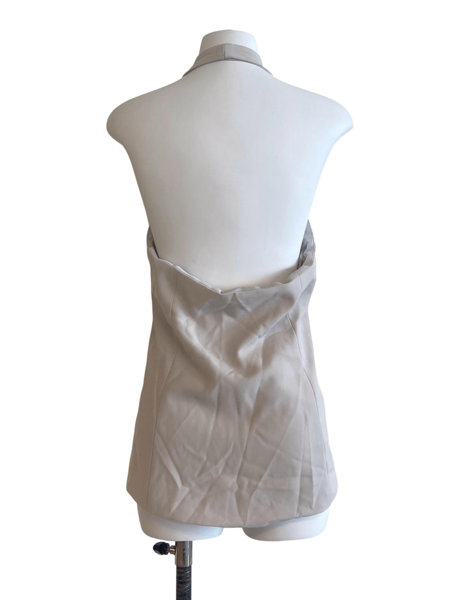 Coin Grey Halter Neck Herringbone Top TTR