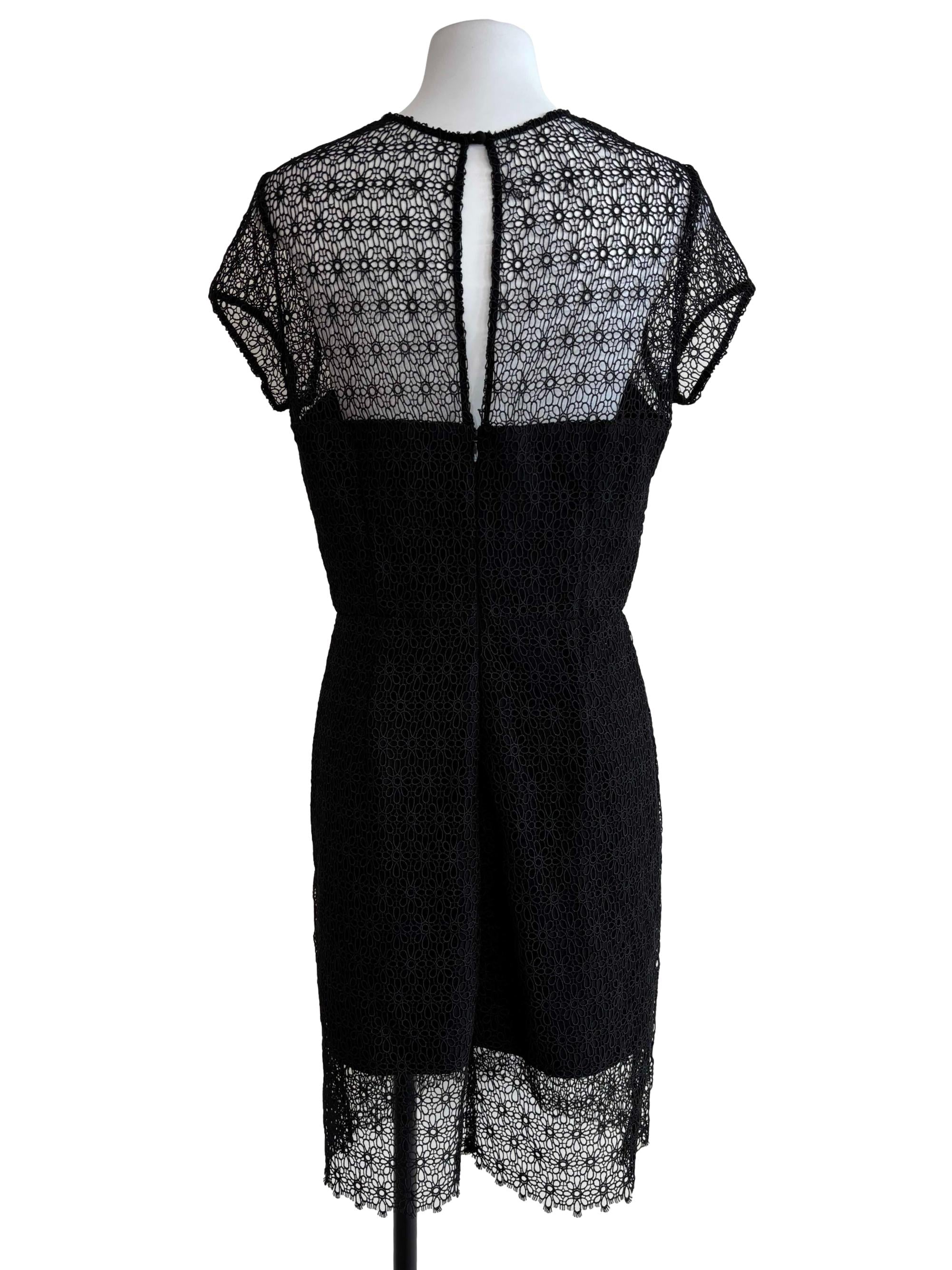 Ink Black Sheer Lace Sheath Dress