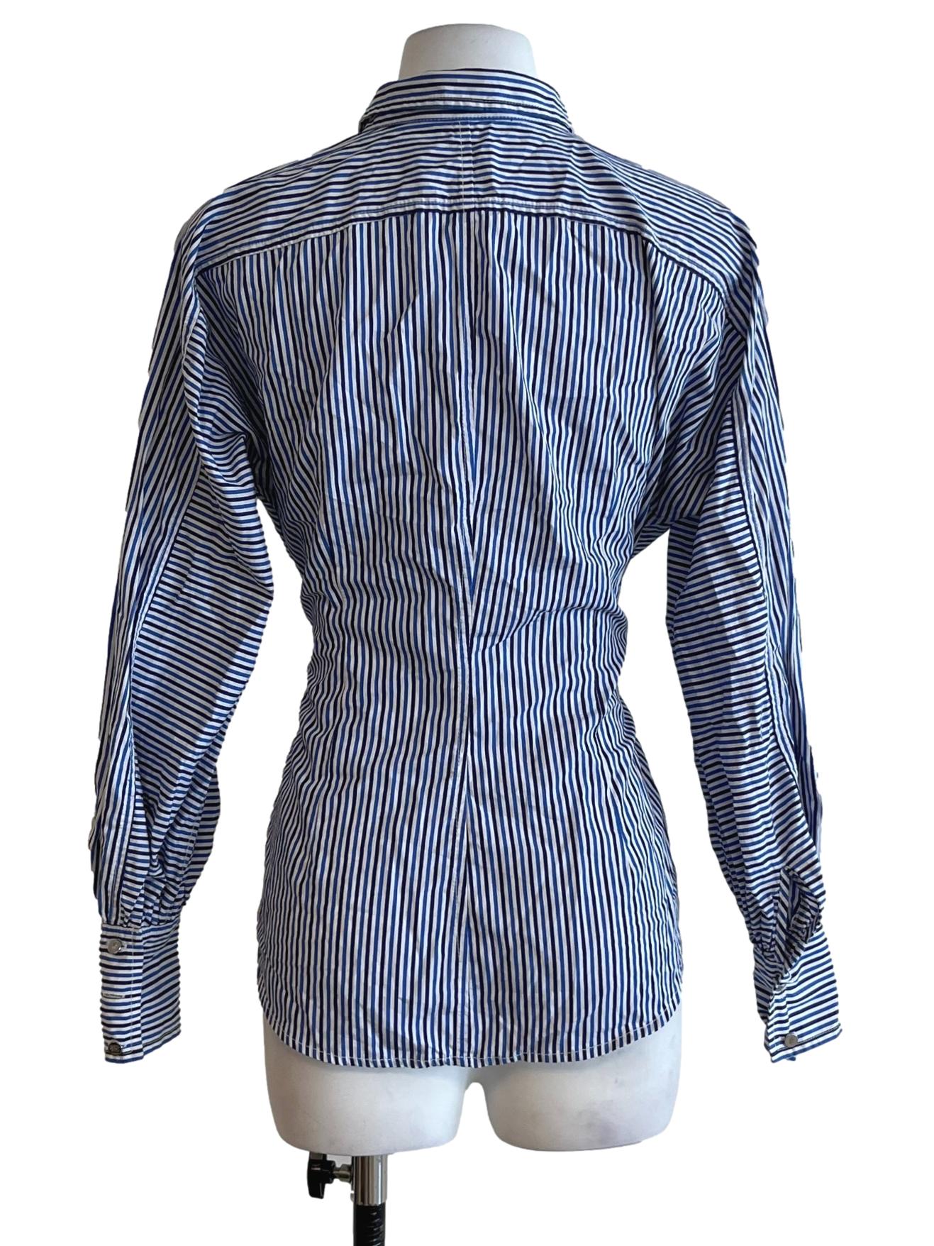 Blue Bengal Stripe Tie Waist Shirt