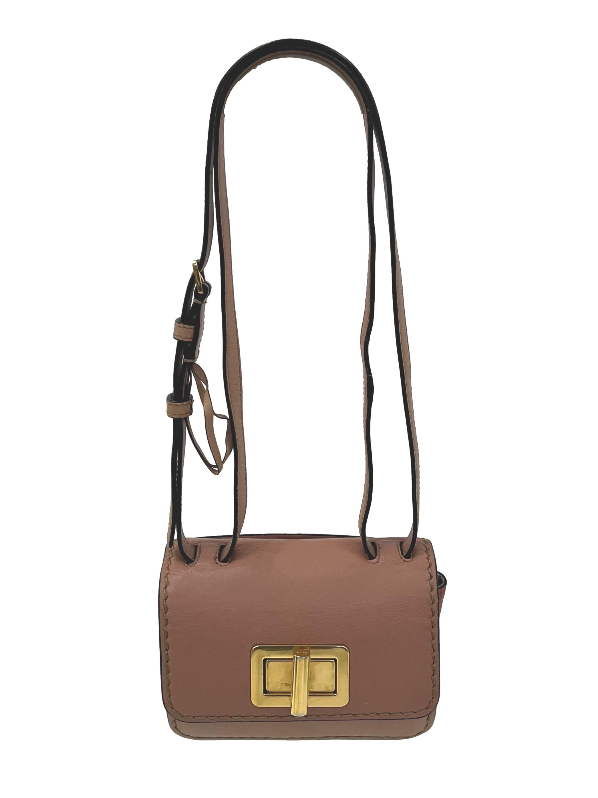 Salmon Pink Louise Leather Crossbody Bag
