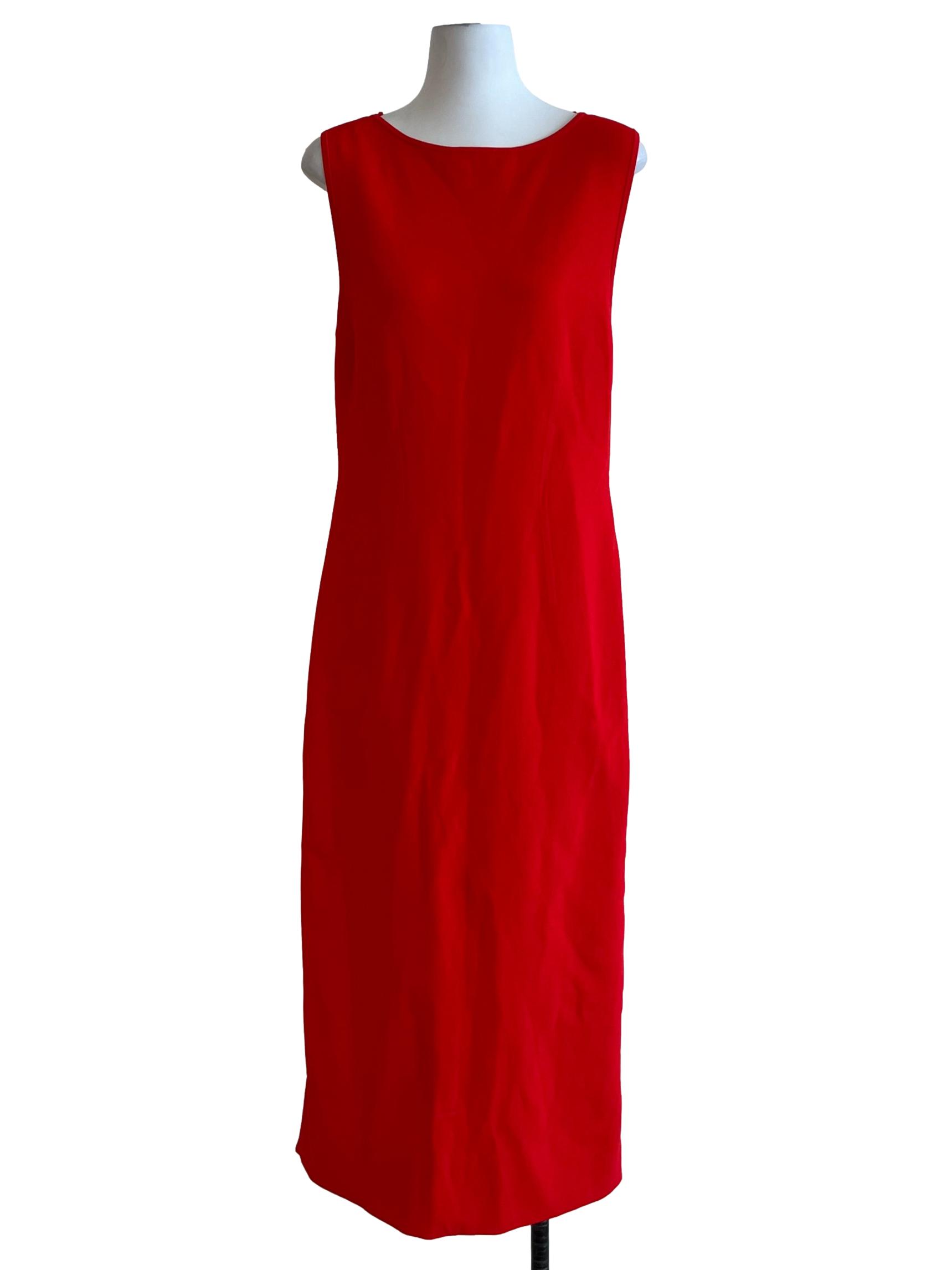 Red Jewel Neckline Sheath Dress