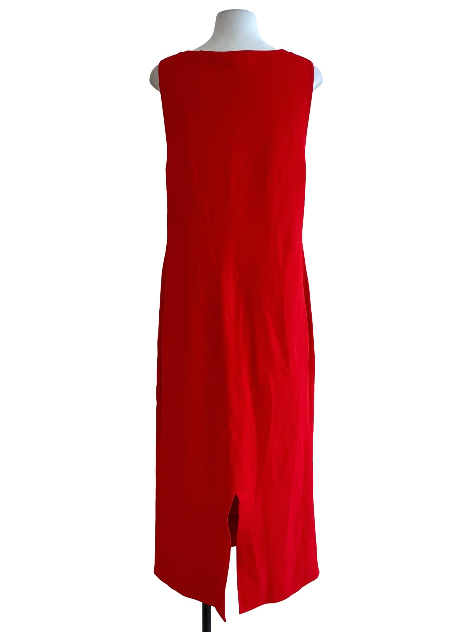Red Jewel Neckline Sheath Dress