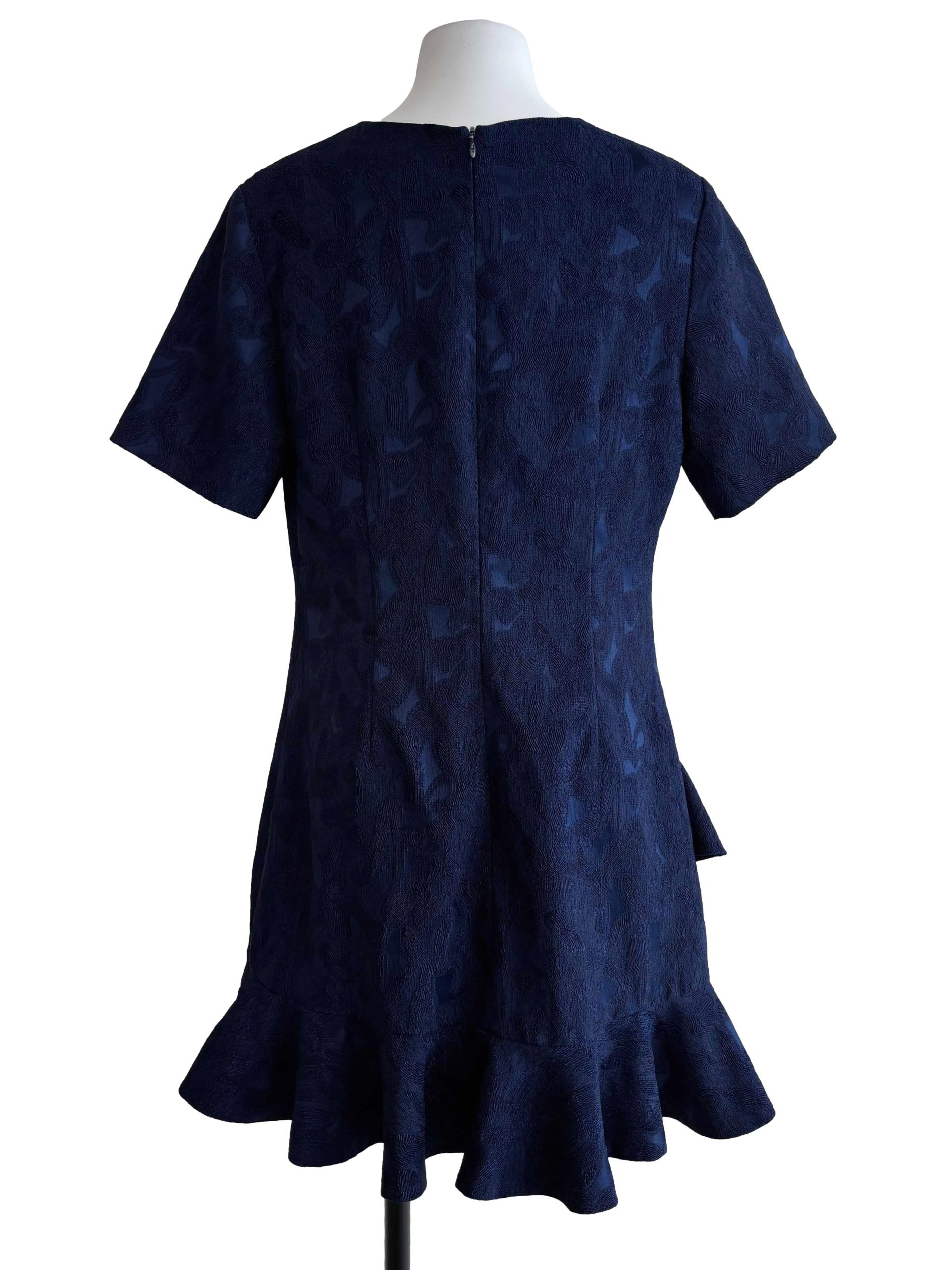 Navy Blue Ruffle A-Line Dress