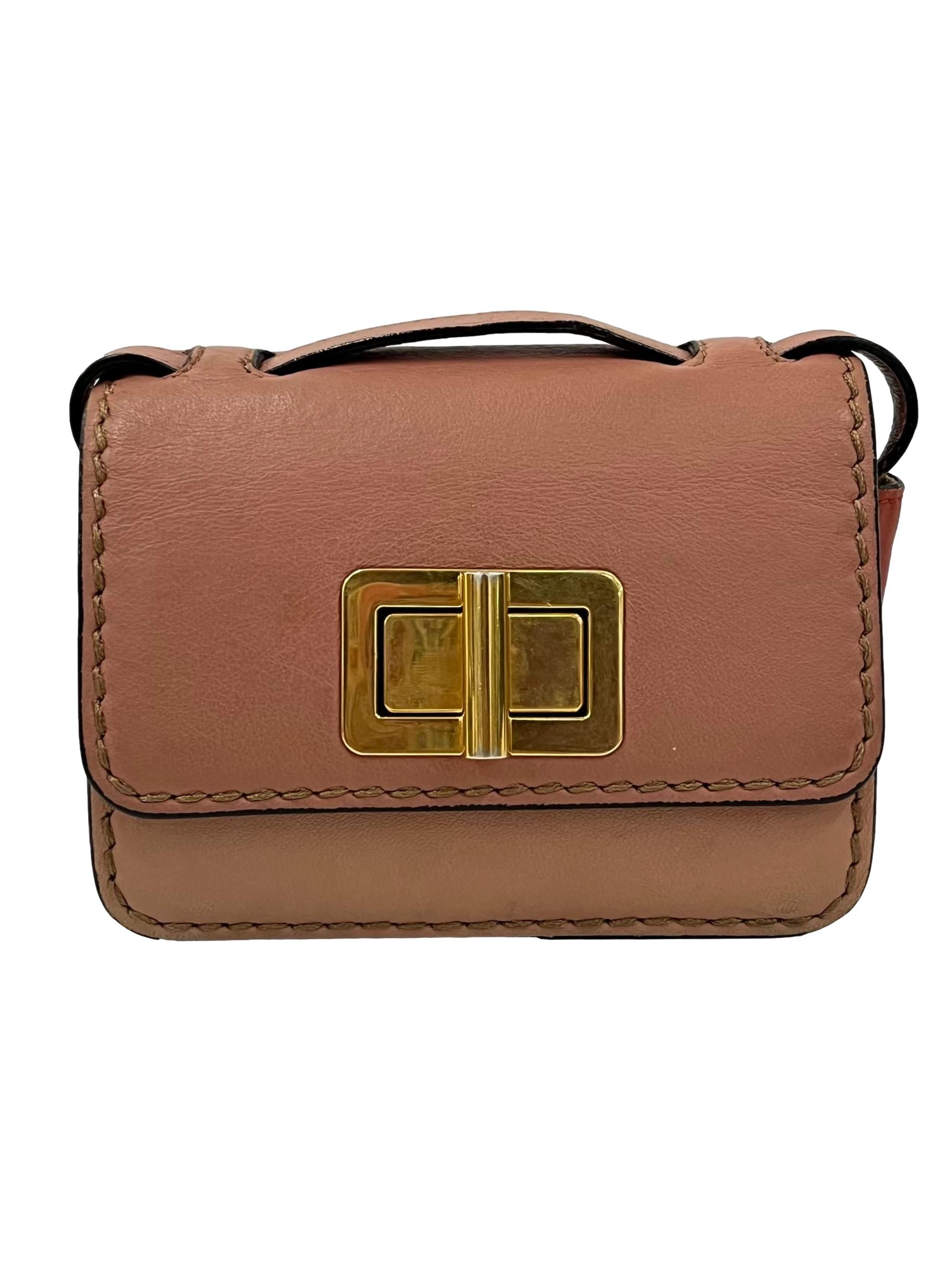 Salmon Pink Louise Leather Crossbody Bag
