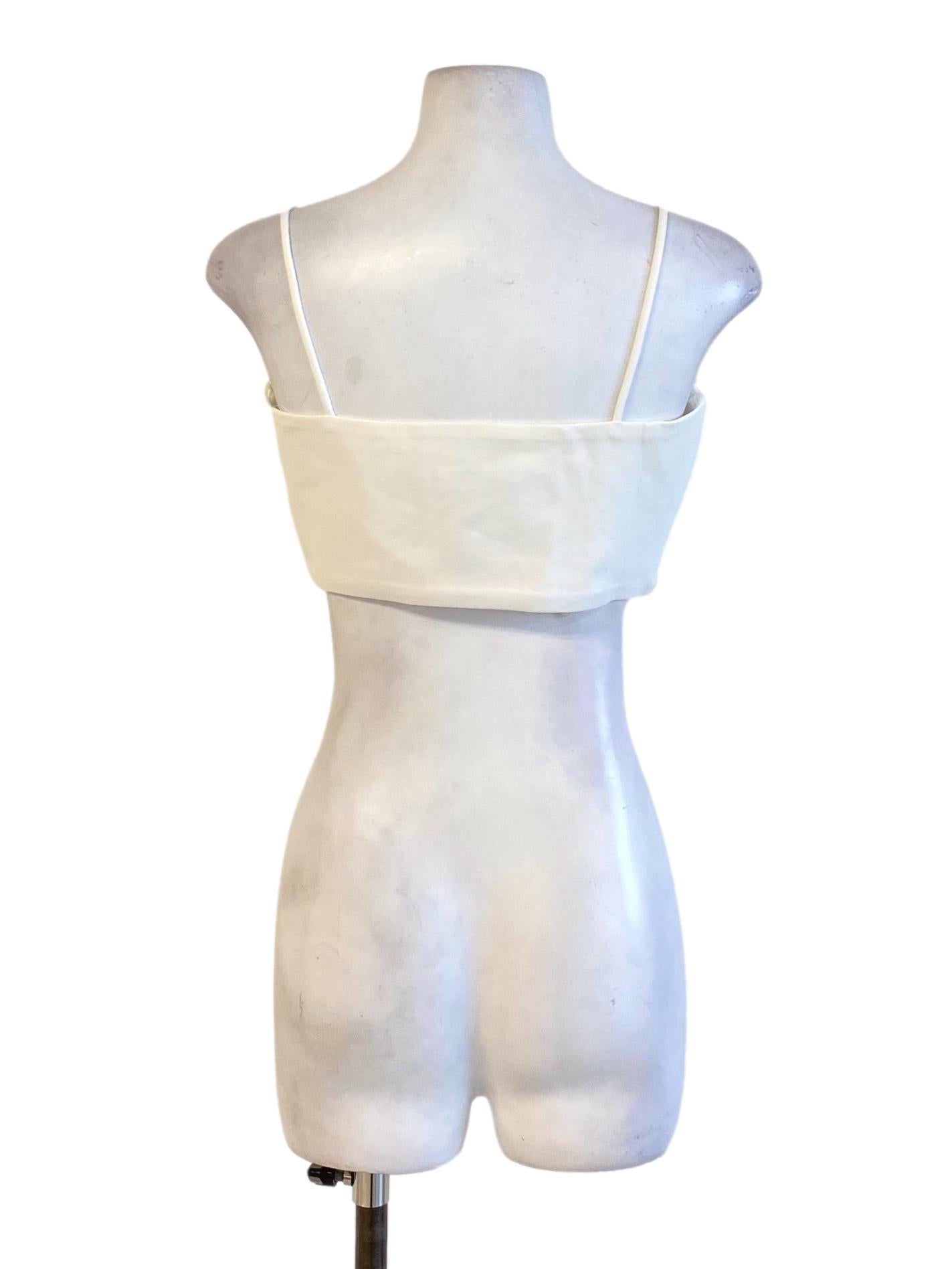 Soft White Spaghetti Strap Fit Waisted Cropped Top LB