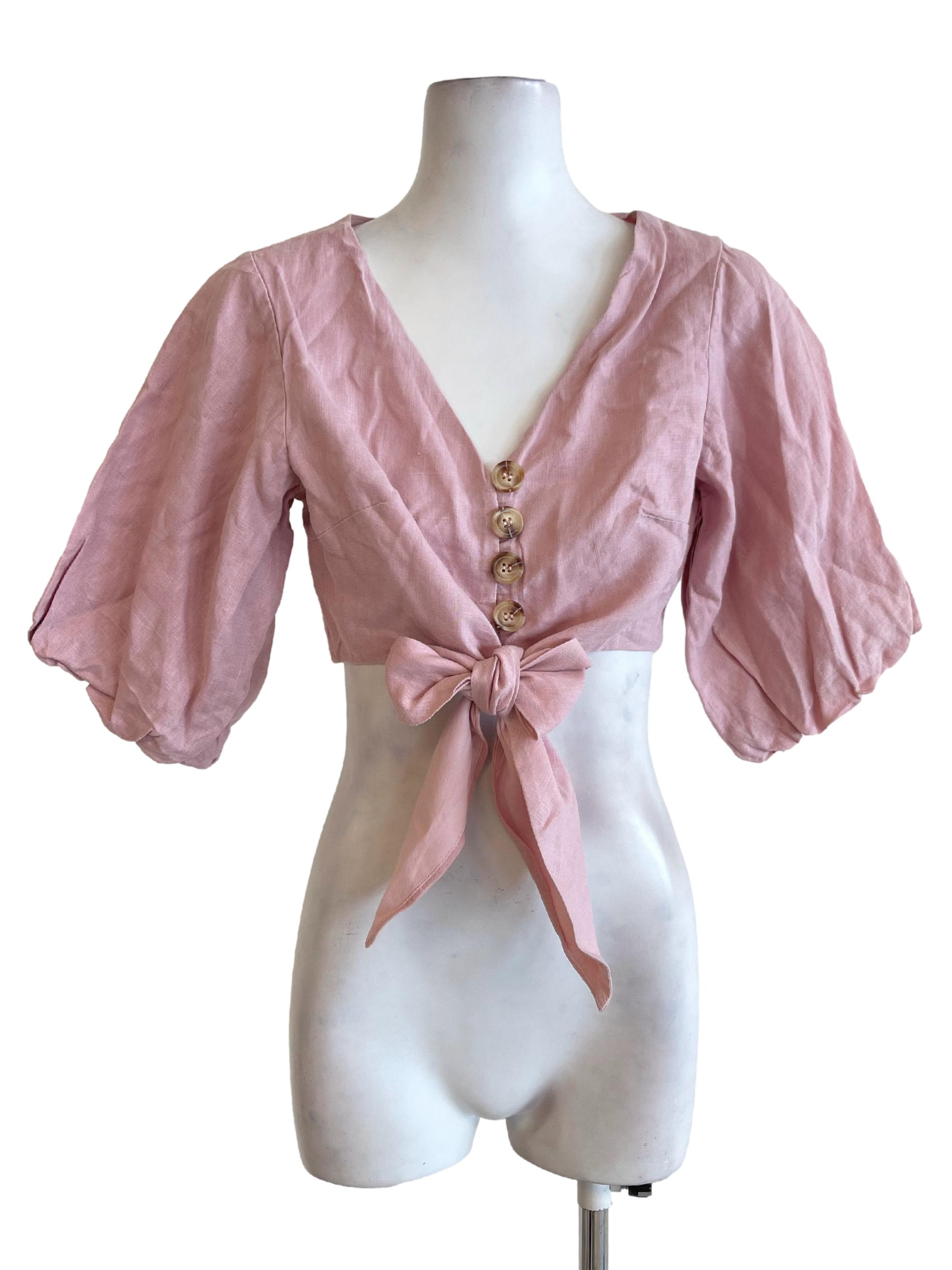 Pink Flamingo Button Down Knot Top TEM