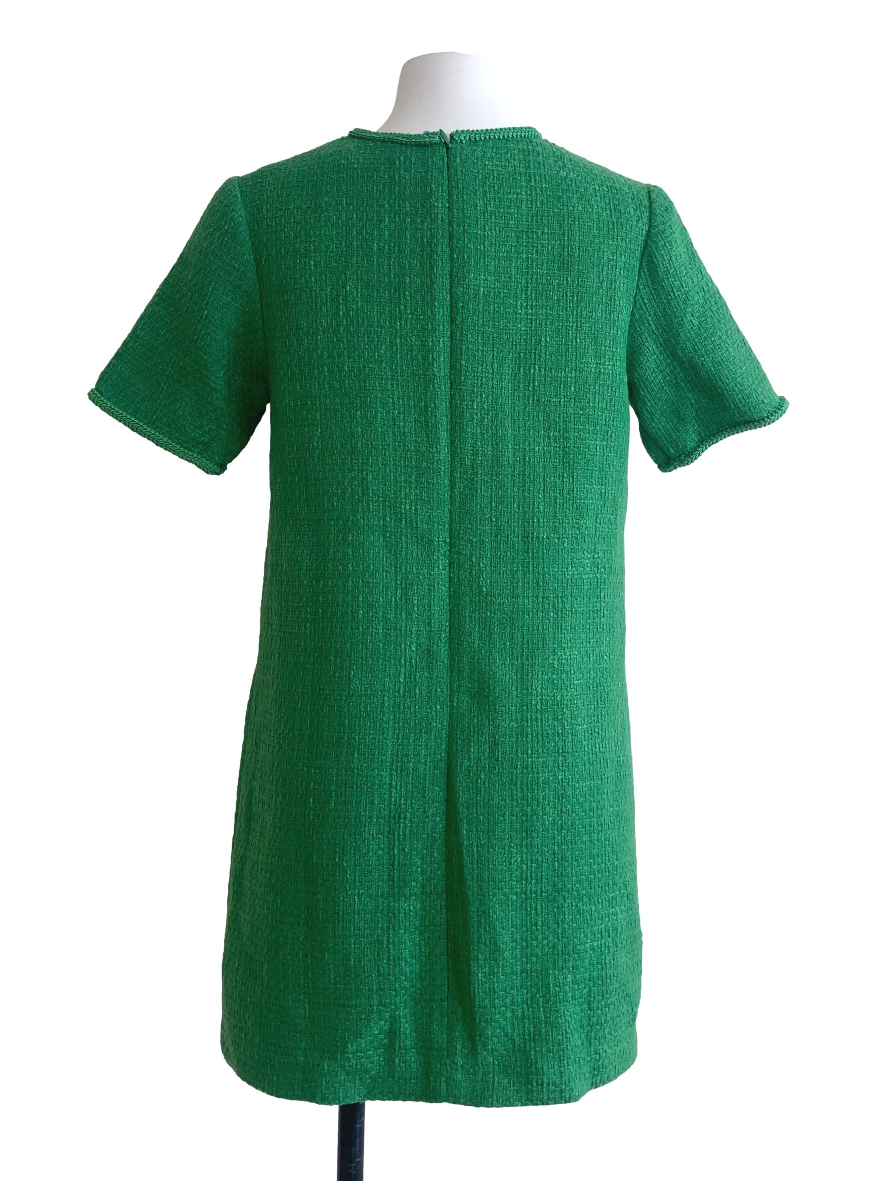 Parakeet Green Jewel Neck Shift Dress LB