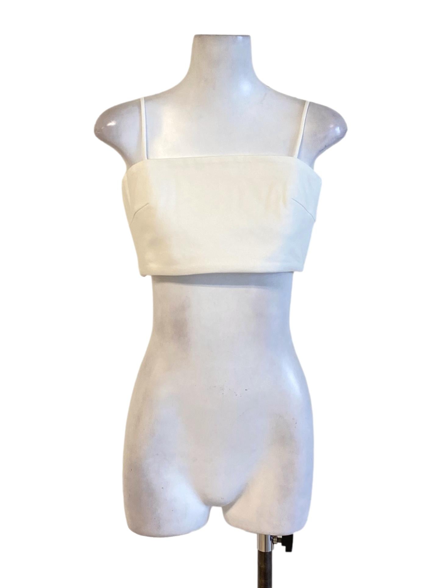 Soft White Spaghetti Strap Fit Waisted Cropped Top LB