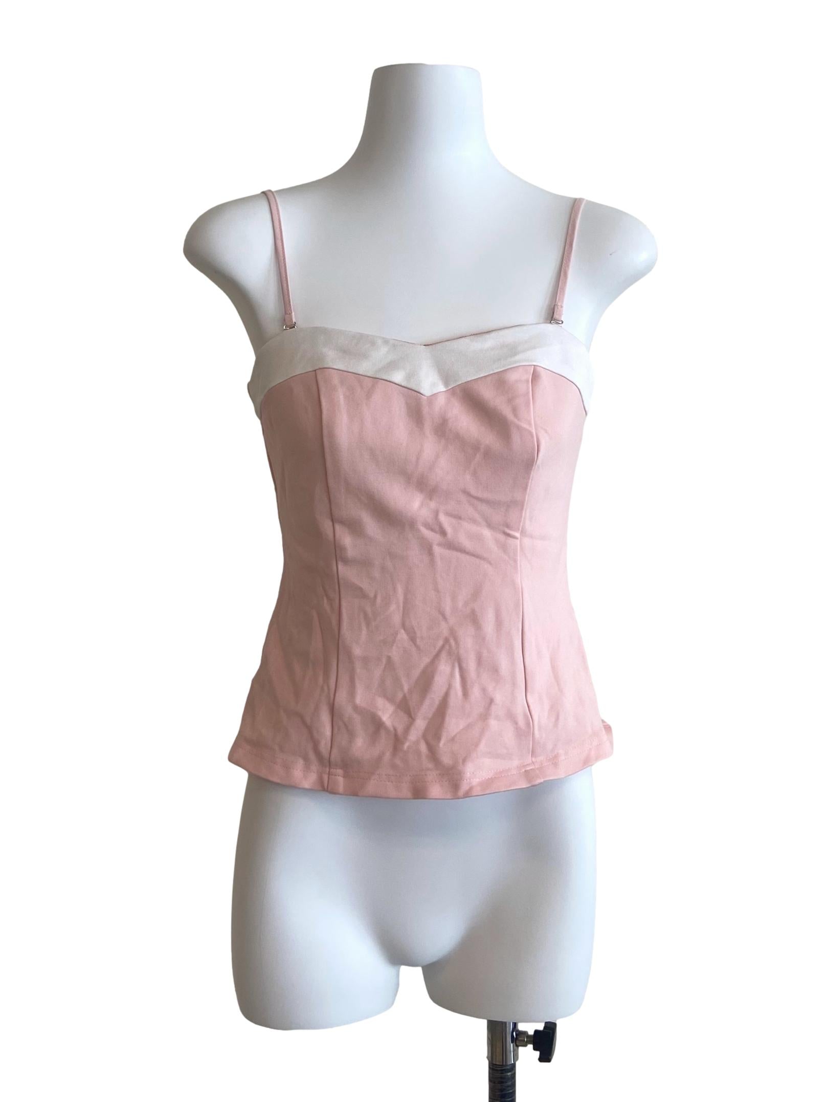 Salmon  Pink Spaghetti Straps Twill Top