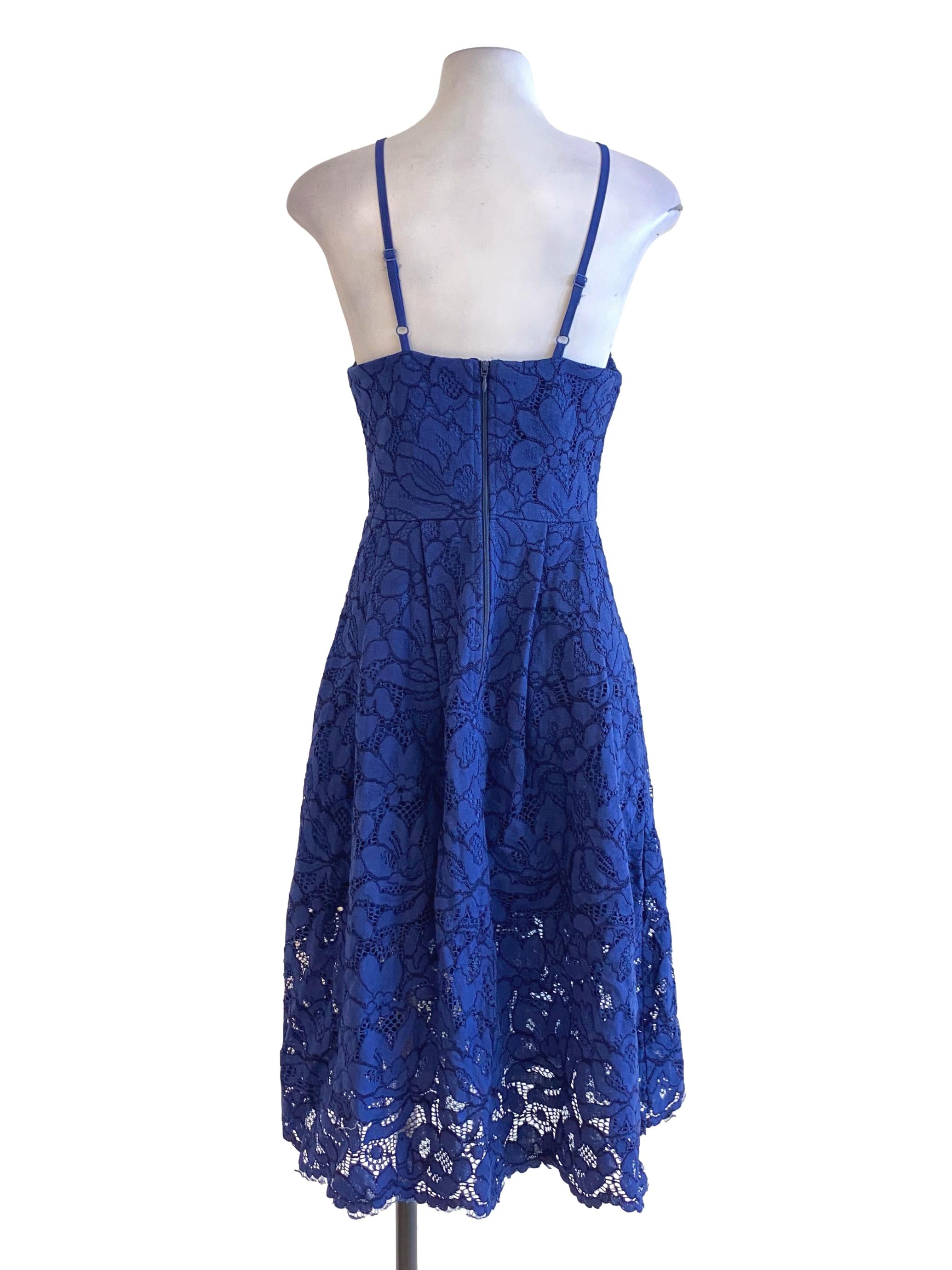 Navy Blue Laced A-Line Dress
