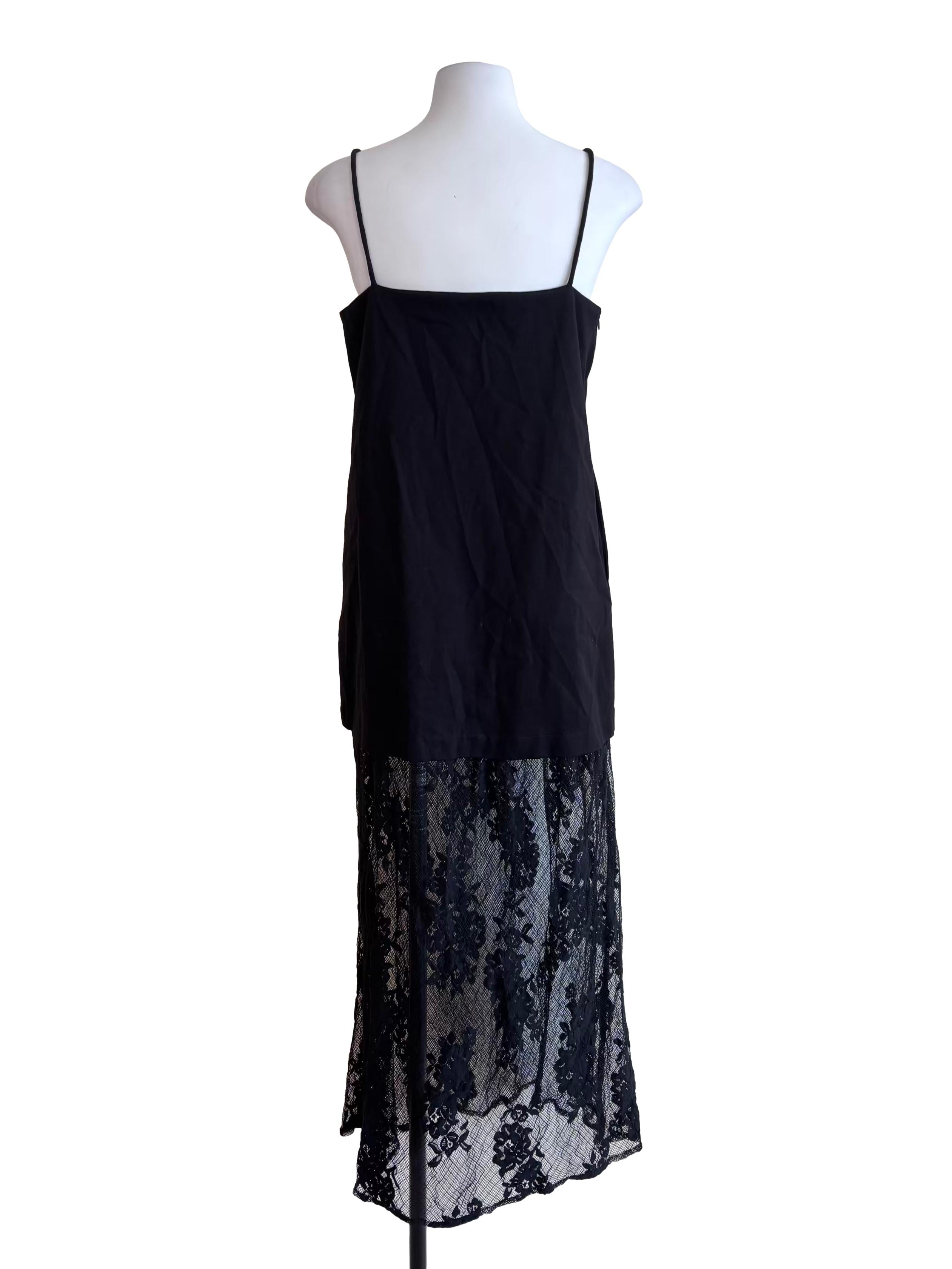 Black Half Lace Slip Dress