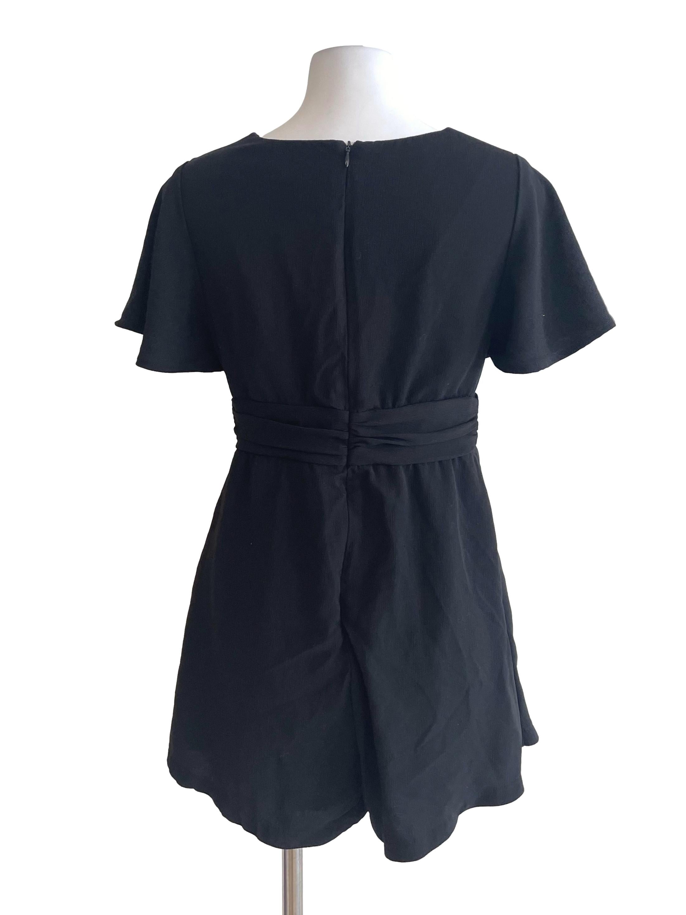 Black V Neck Chiffon Romper