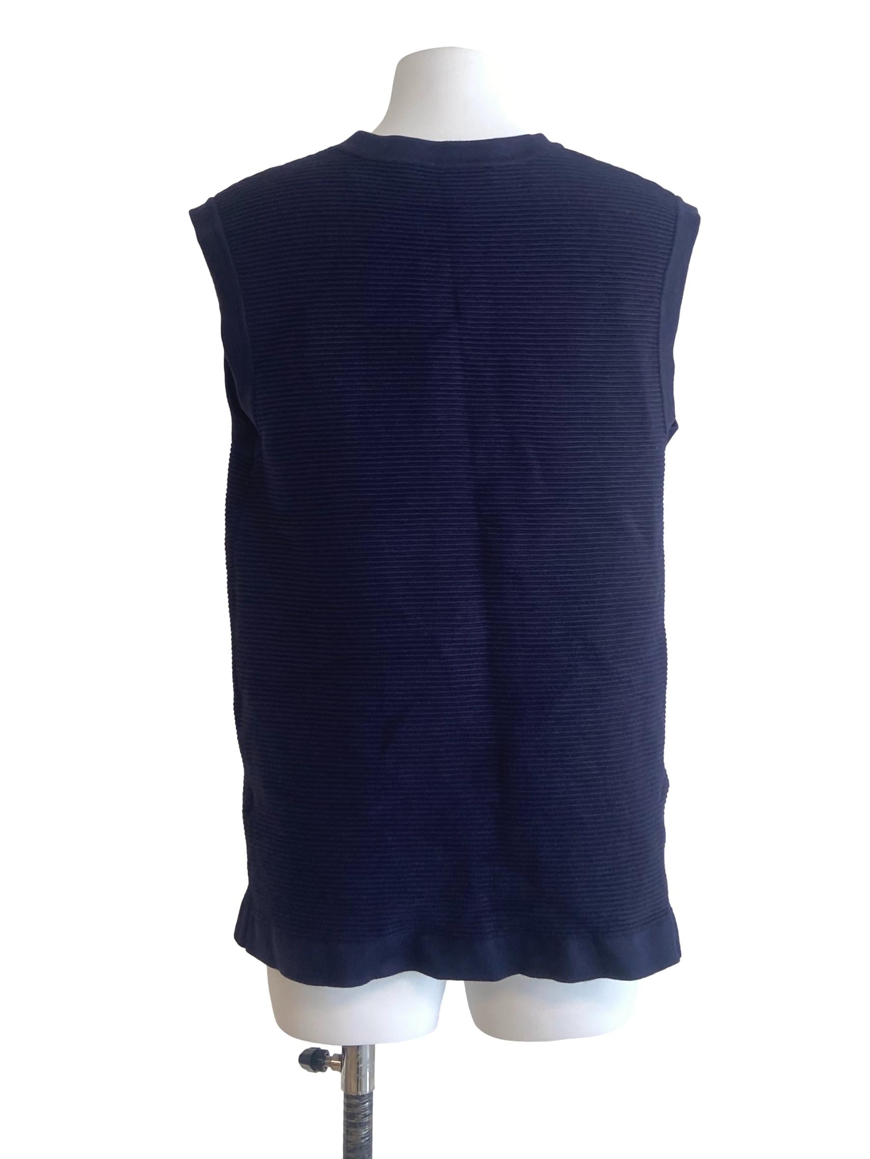 Navy Blue Sleeveless Button Down Top LB
