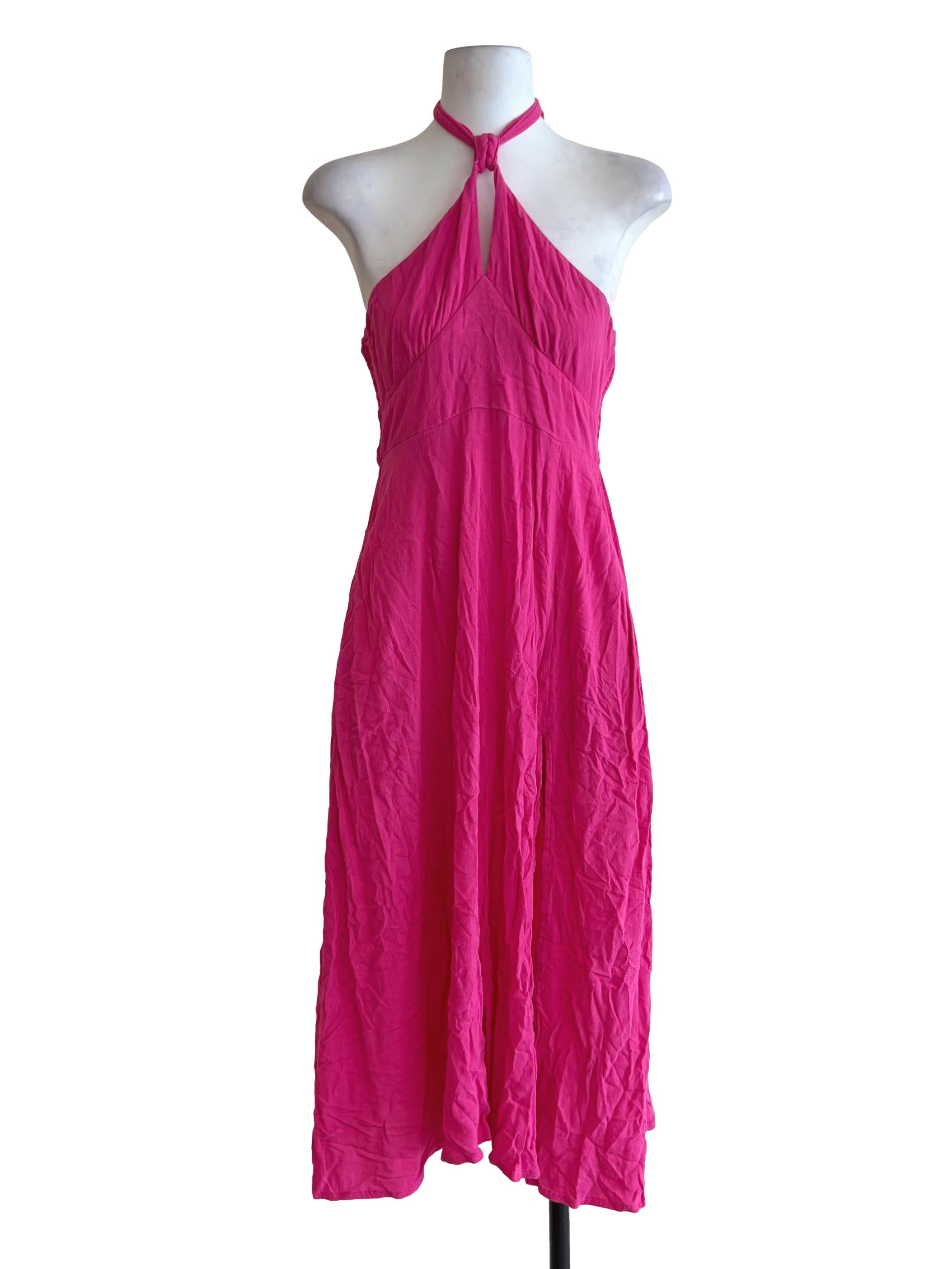 Hot Pink Crossed Front Babydoll Dress