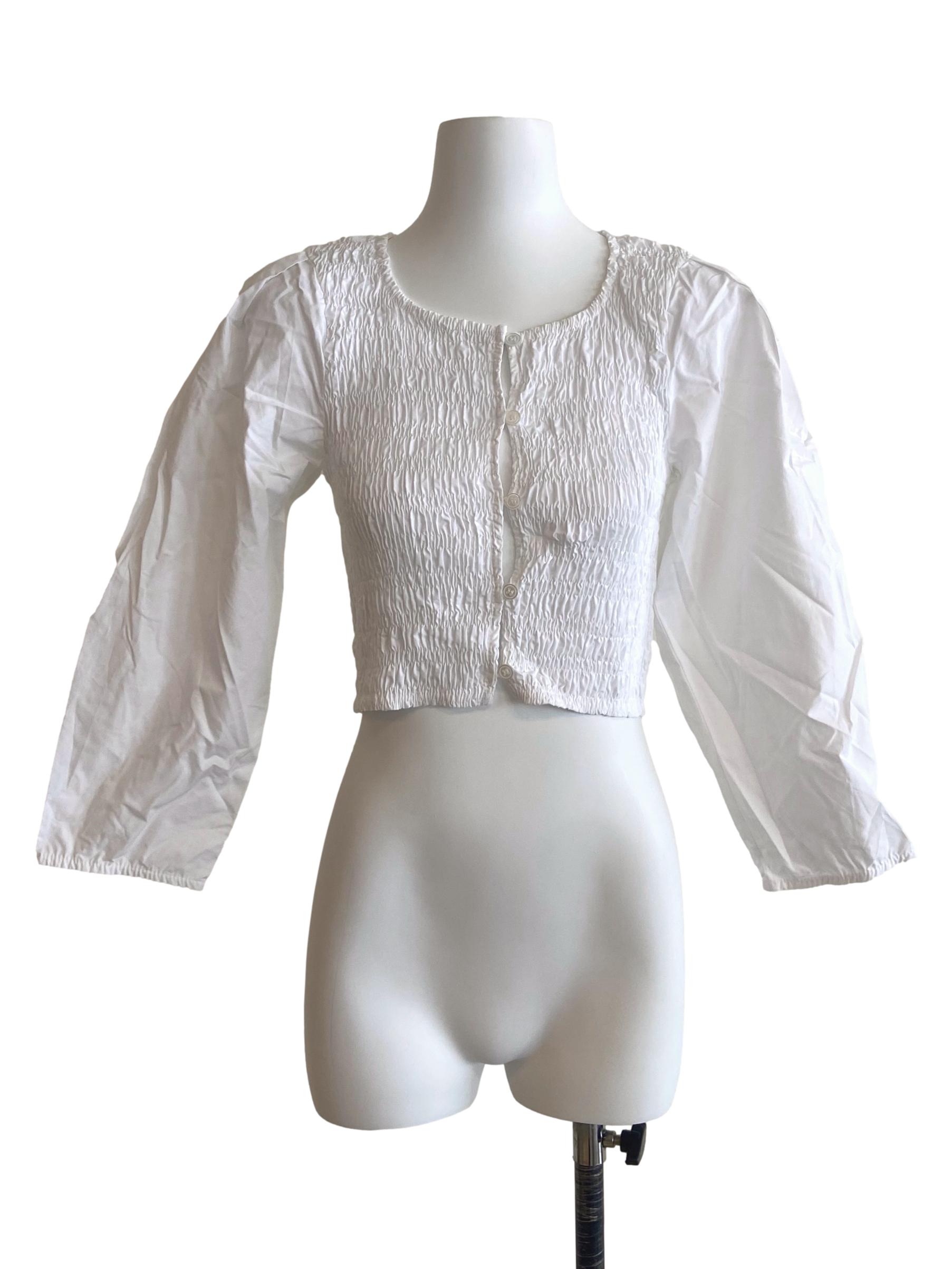 White Button Down Crop Top TEM