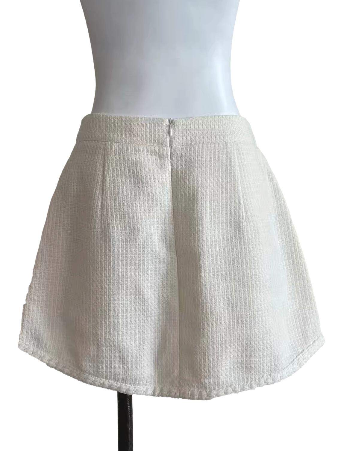 Pearl White Mini Tweed Skirt