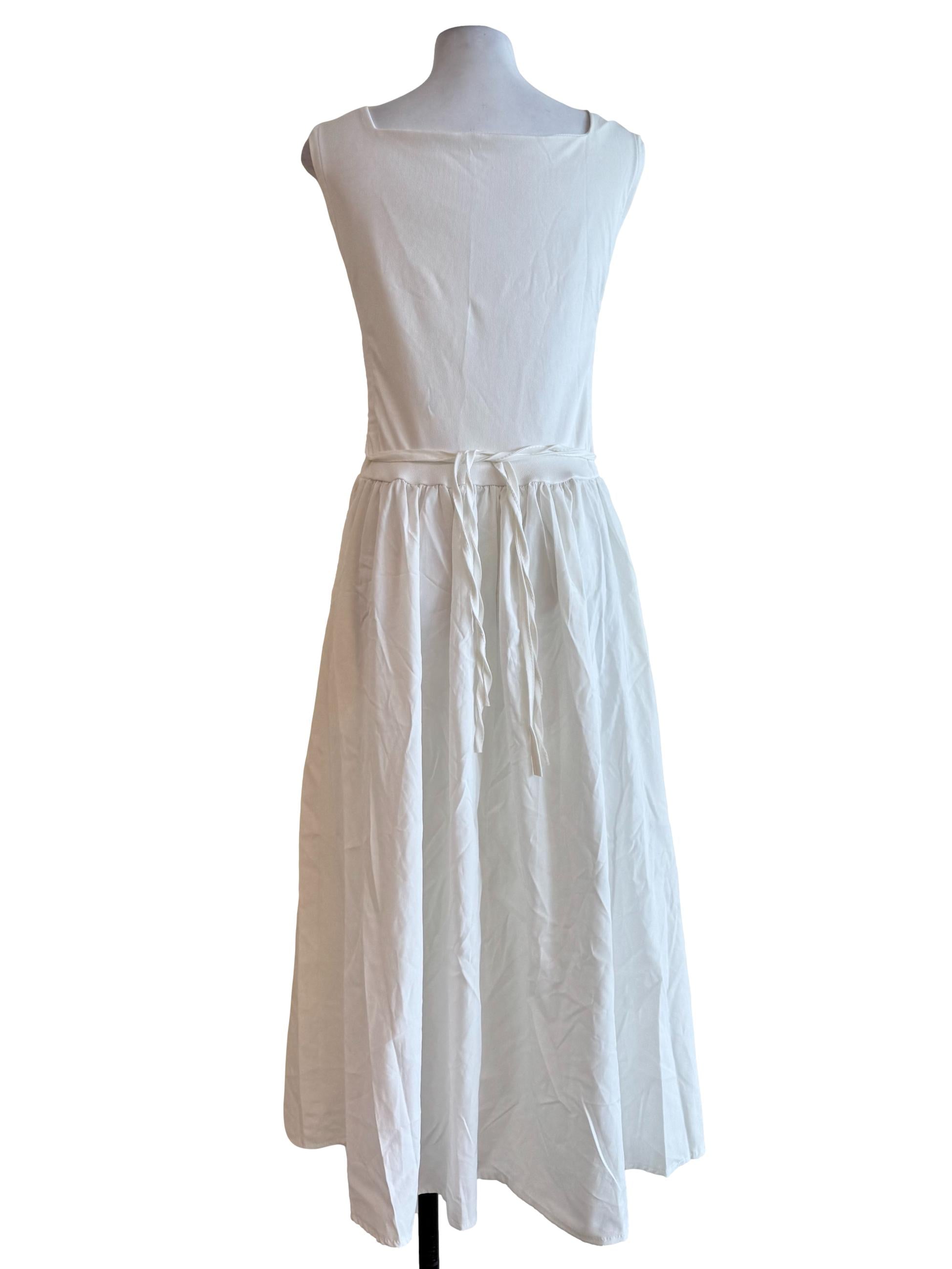 White Apron Long Dress