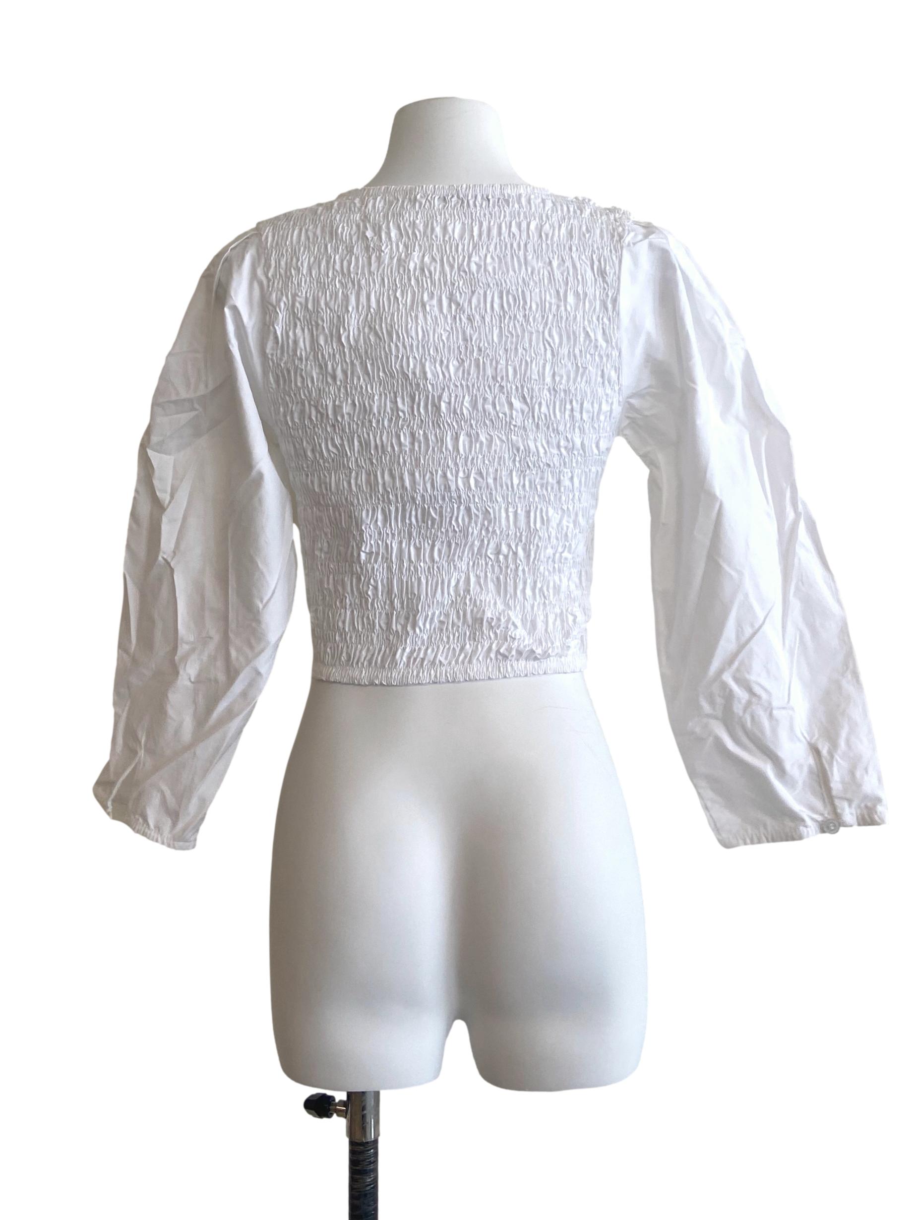 White Button Down Crop Top TEM