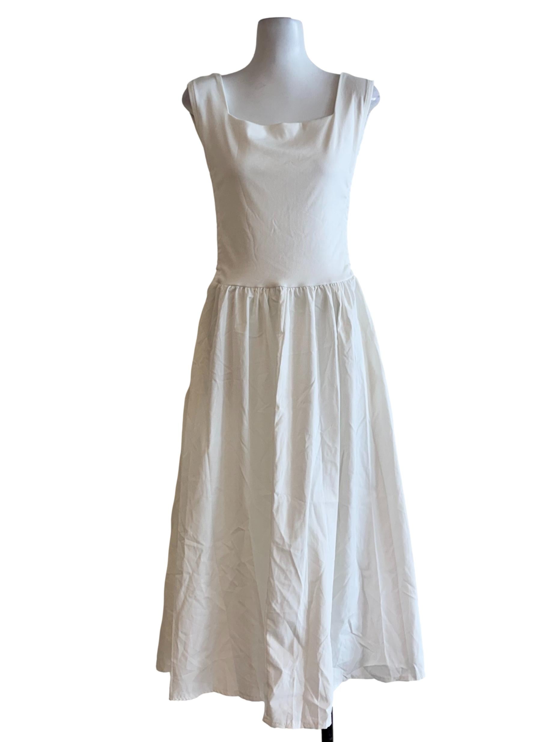White Apron Long Dress
