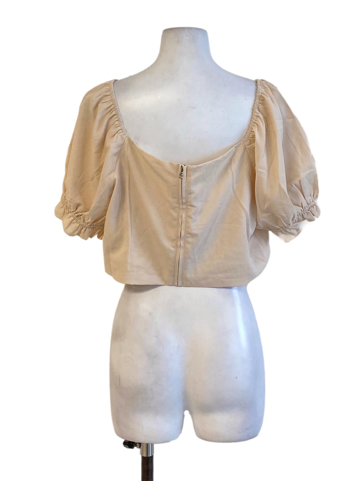 Dark Parchment White Square Neck Loose Cropped Top