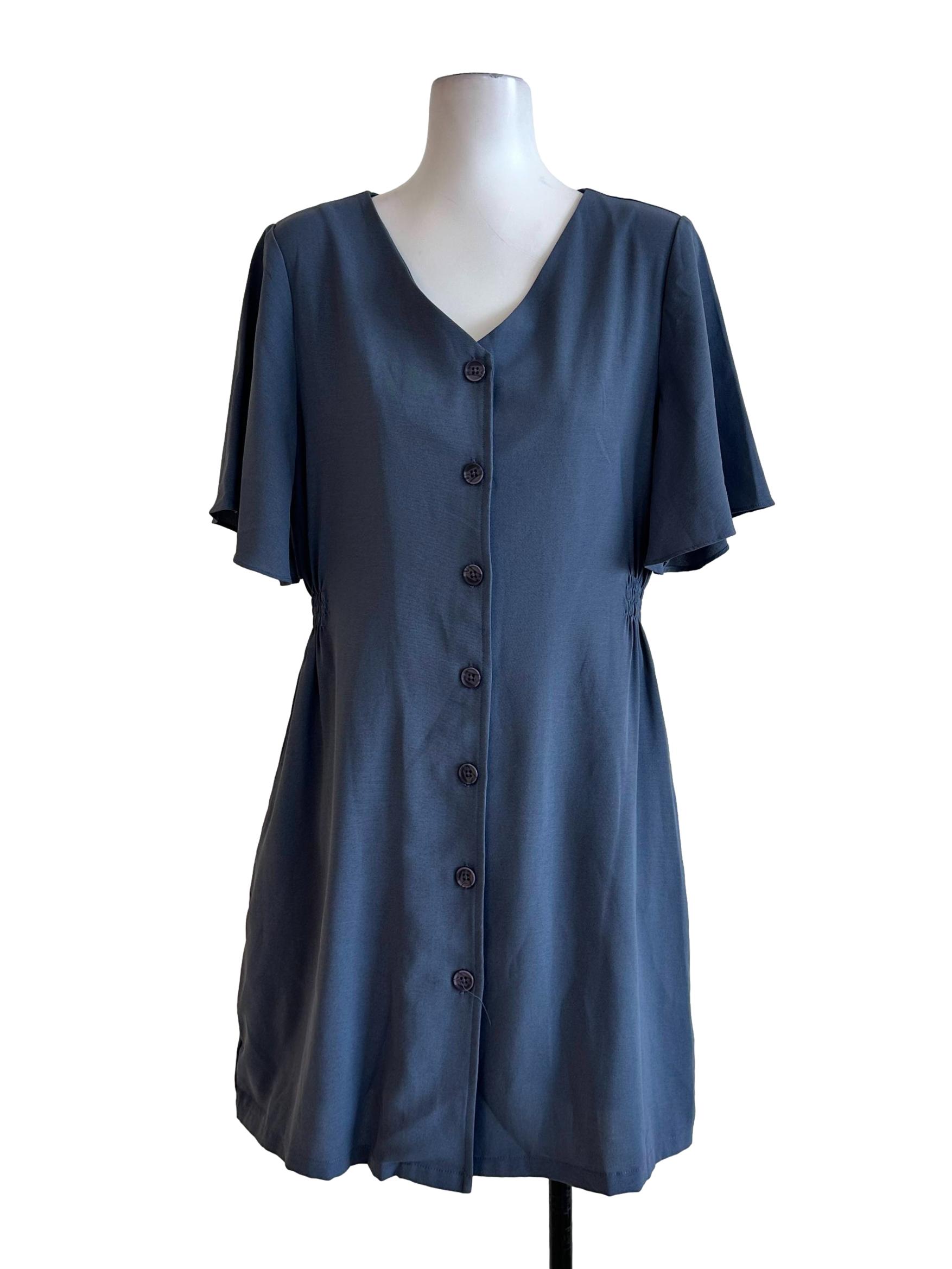 Ash Blue V Neckline Dress