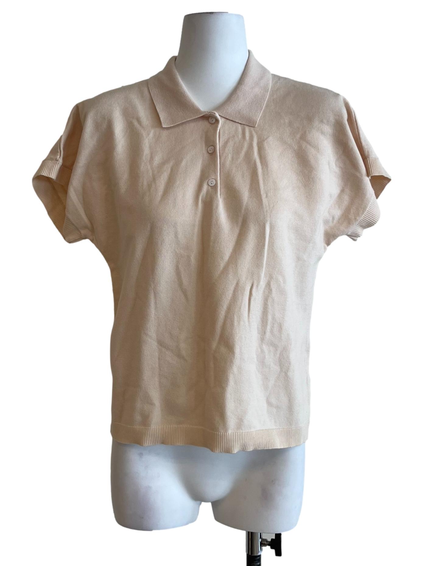 Beige Polo Knit Top OSN